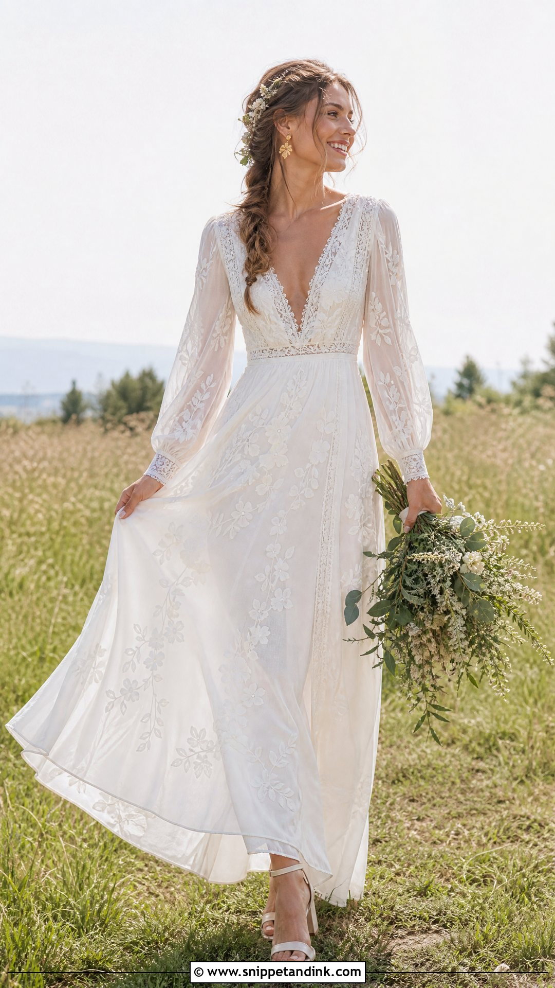 Long Sleeve Boho Wedding Gown - Snippet and Ink - 25 Long Sleeve Wedding Gowns
