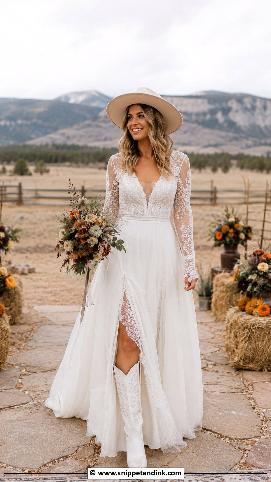 Long Sleeve Boho Western Wedding Dress - Snippet and Ink - 25 Boho Western Wedding Dress Ideas