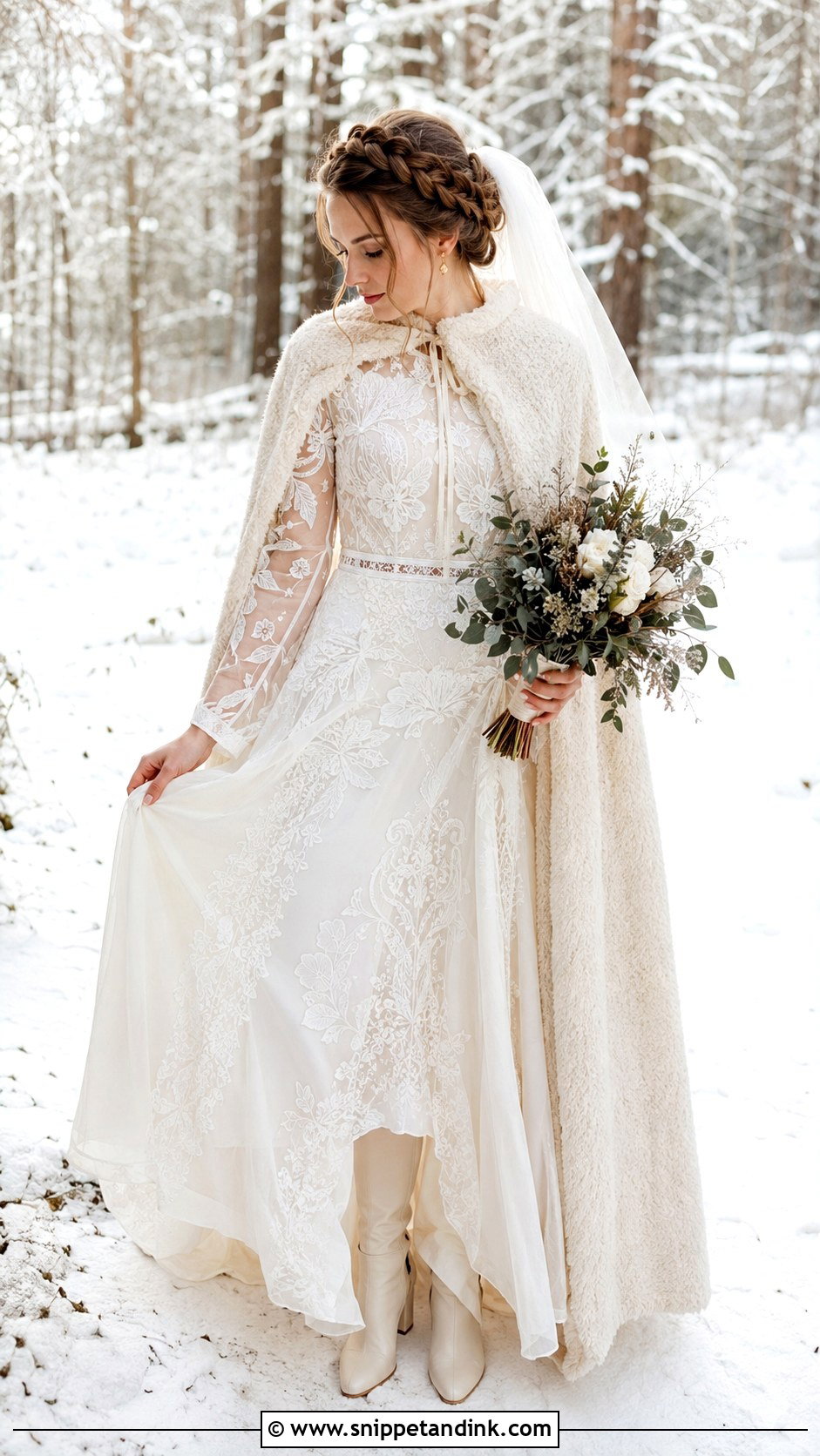 Long Sleeve Boho Winter Wedding Dress - Snippet and Ink - 20 Long Sleeve Winter Wedding Dress Ideas