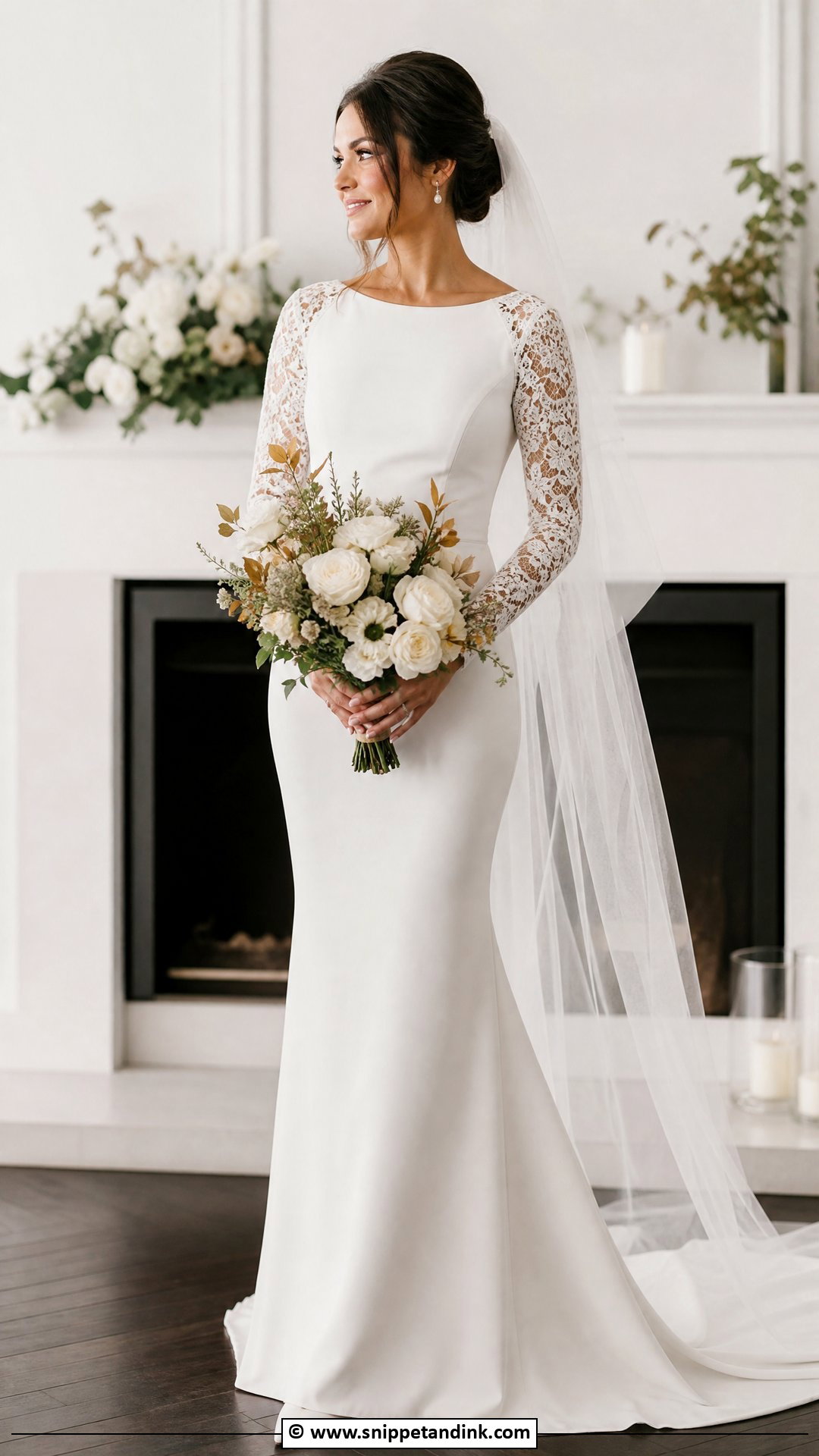 Long Sleeve Bridal Dress Outfit - Snippet and Ink - 35 Bridal Outfit Ideas