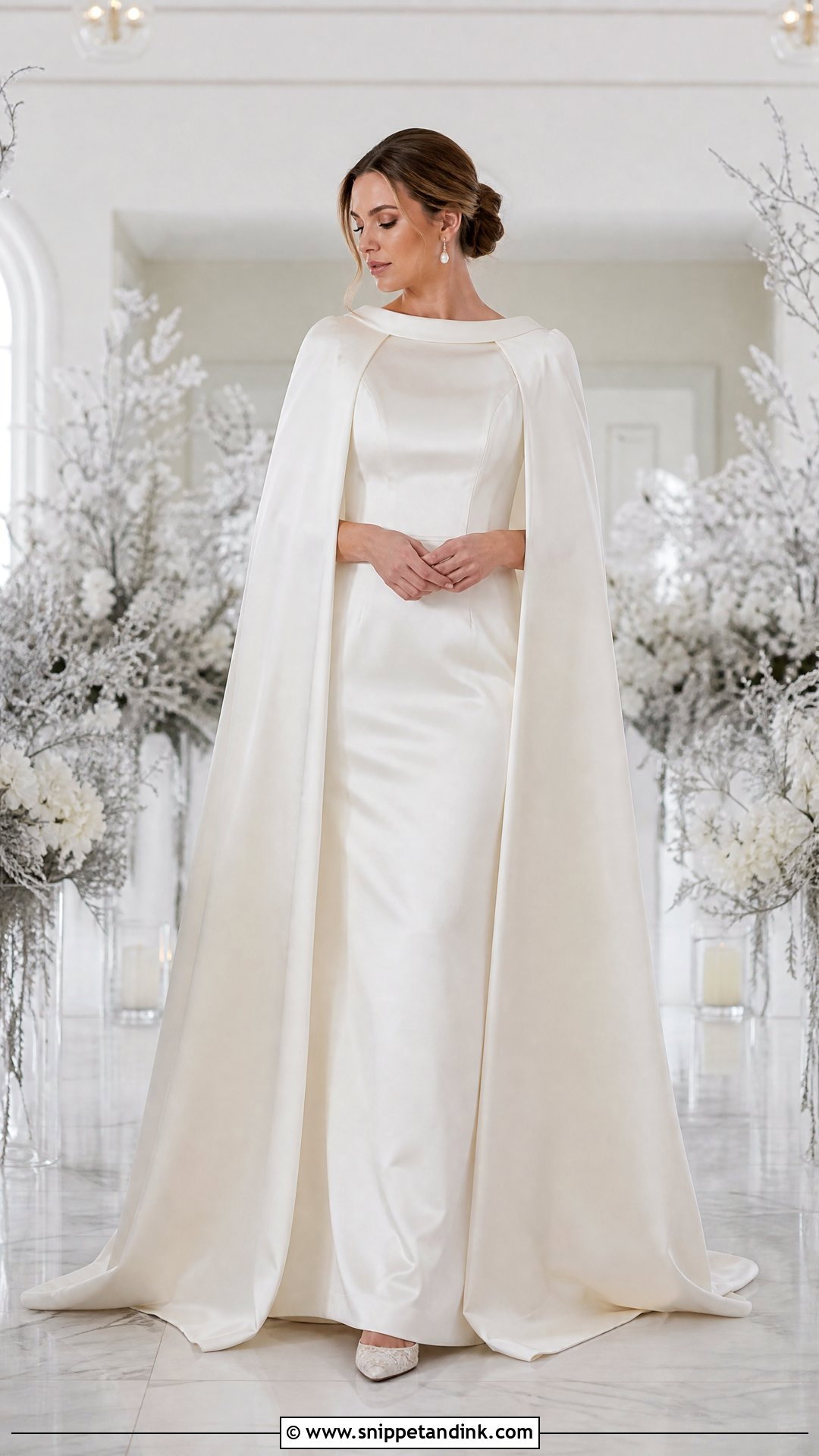 Long Sleeve Bride Cape With Winter Bridal Gown - Snippet and Ink - 25 Bride Cape Ideas