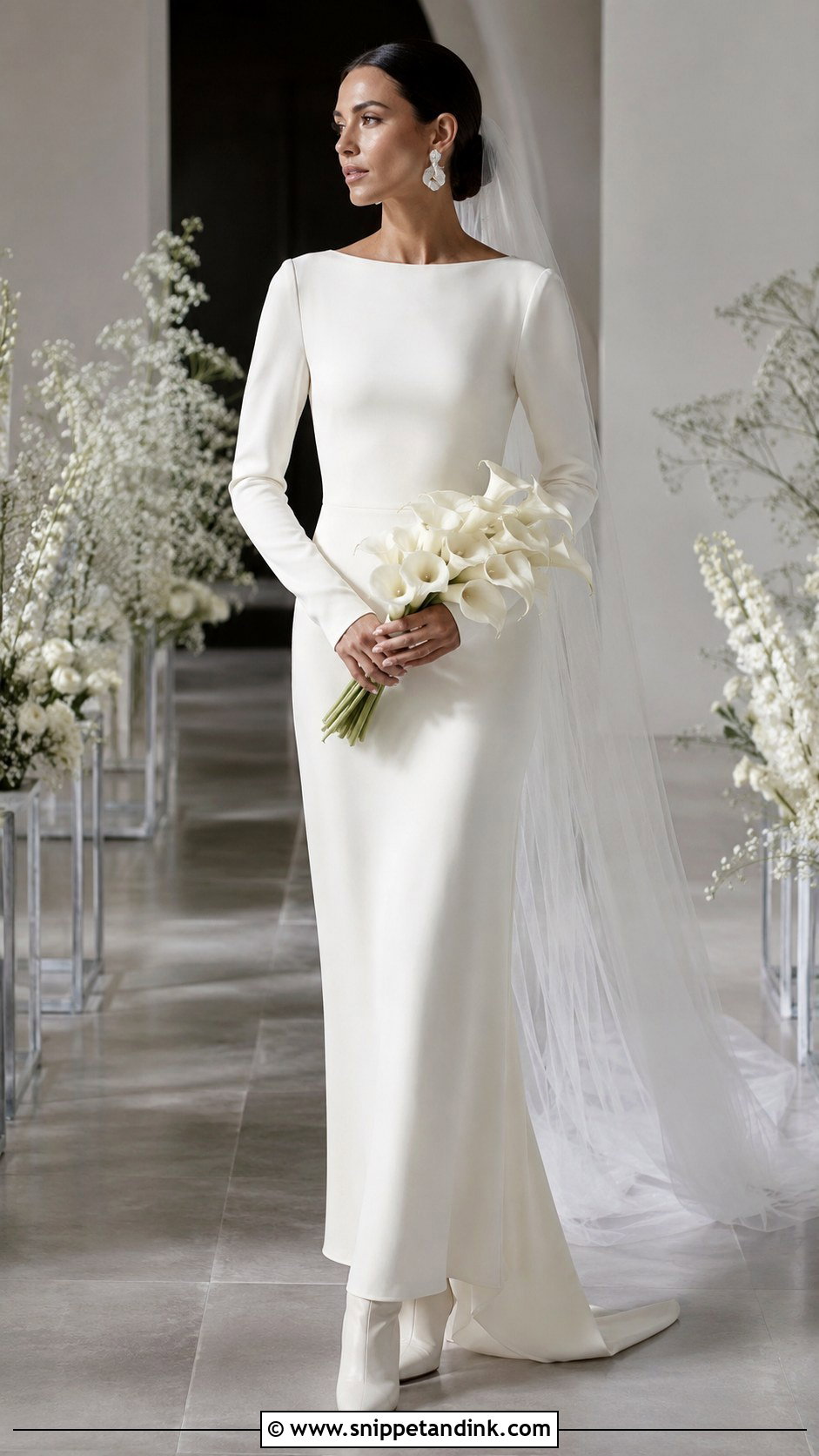 Long Sleeve Bride Gown With Ivory Sock Boots - Snippet and Ink - 20 Bride with Boots Ideas