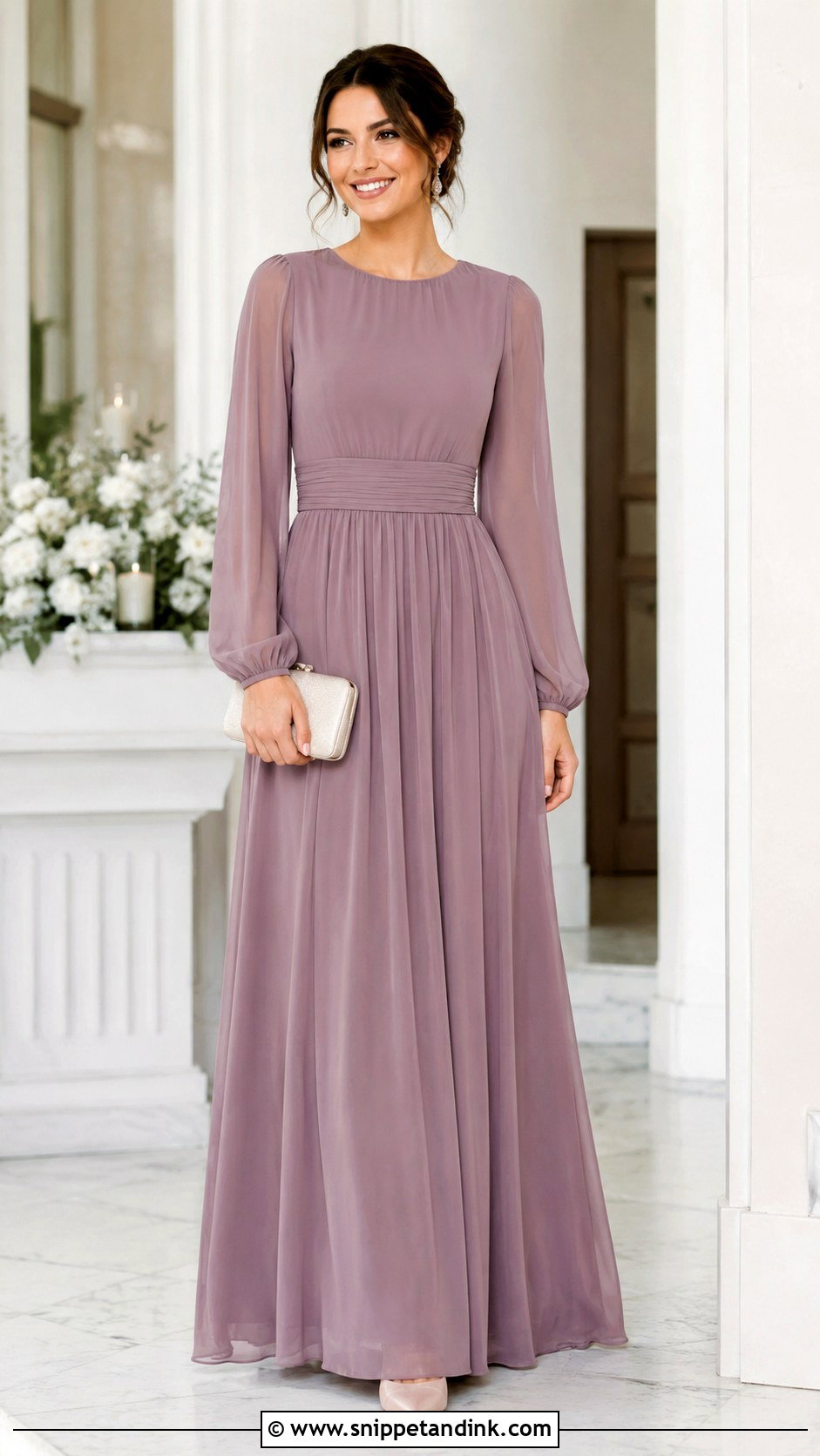 Long Sleeve Bridesmaid Dress Outfit - Snippet and Ink - 30 Brides Maids Outfit Ideas