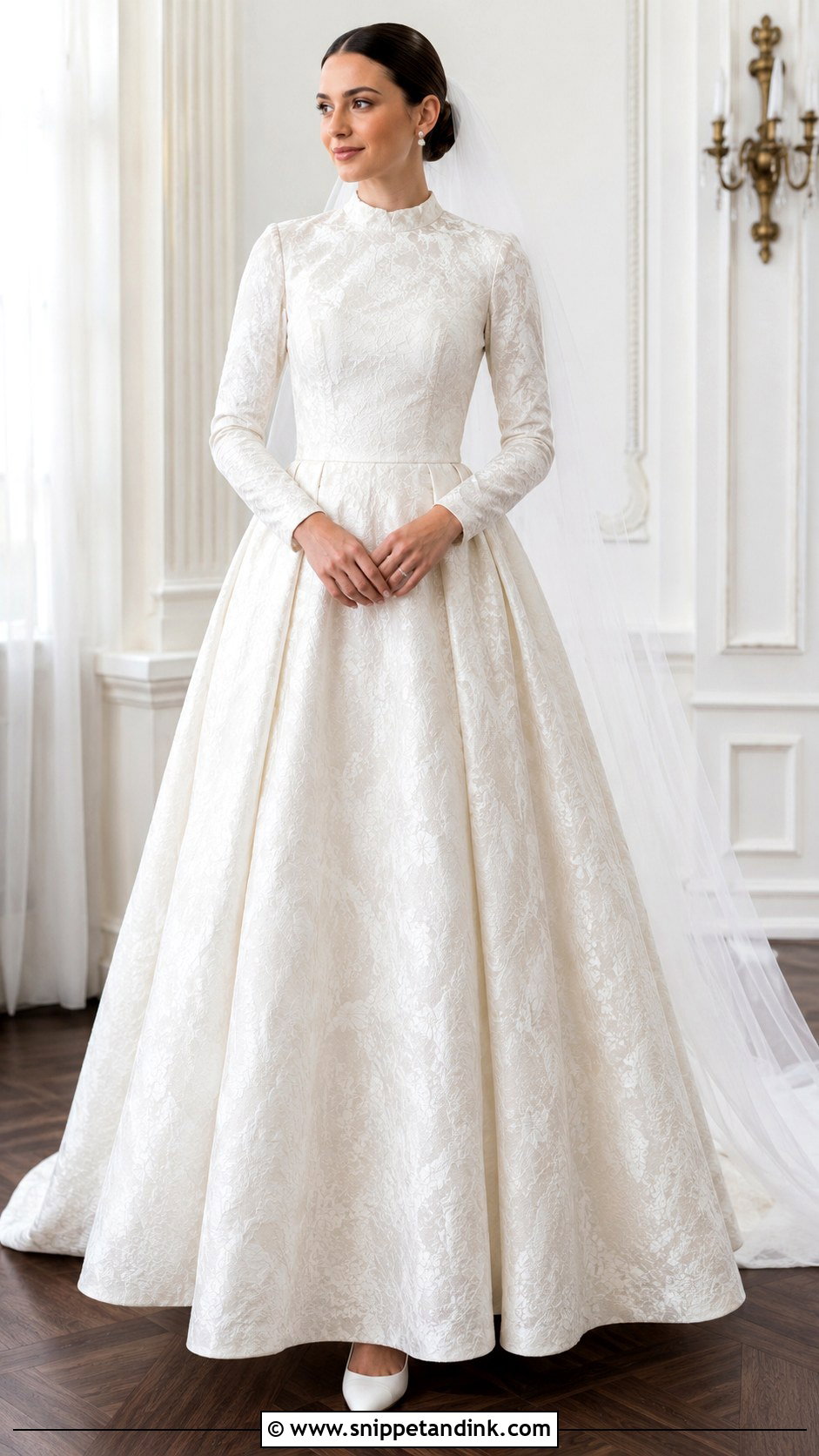 Long Sleeve Brocade Wedding Dress - Snippet and Ink - 25 Brocade Wedding Dress Ideas