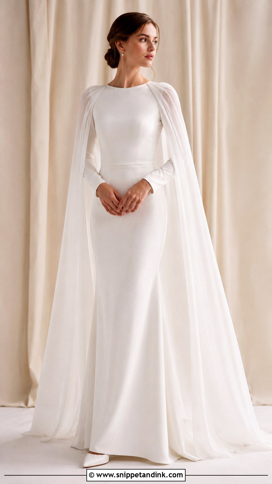 Long Sleeve Cape Wedding Dress - Snippet and Ink - 30 Wedding Dress with Cape Ideas