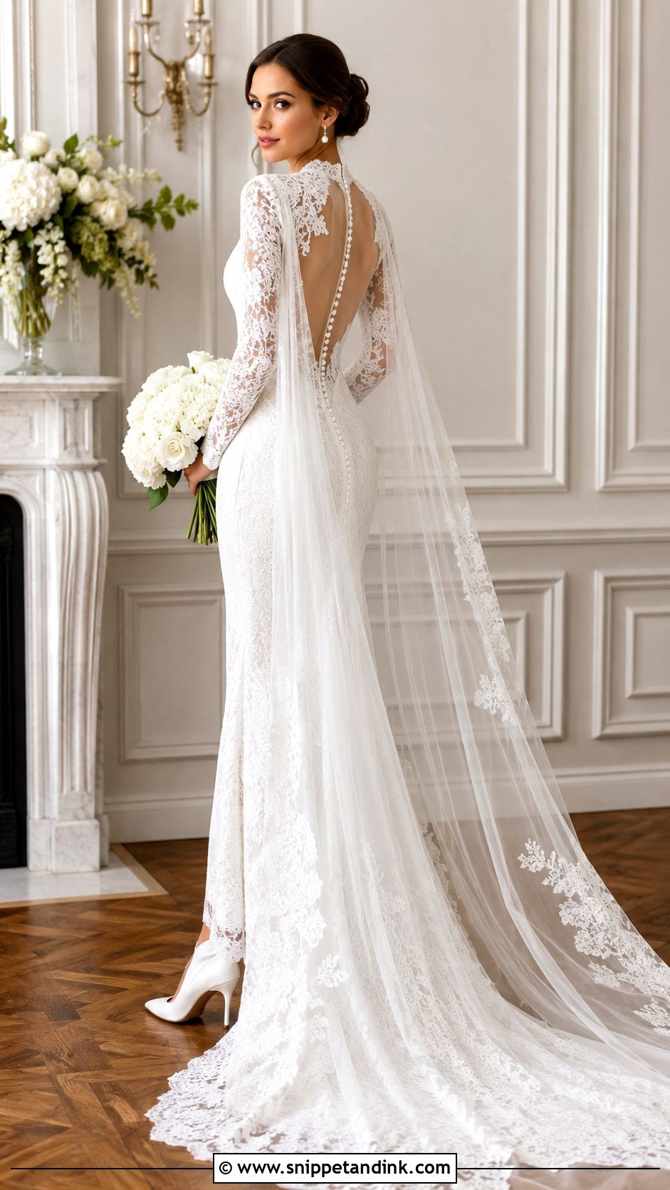 Long Sleeve Cape Wedding Dress - Snippet and Ink - 30 Cape Wedding Dress Ideas