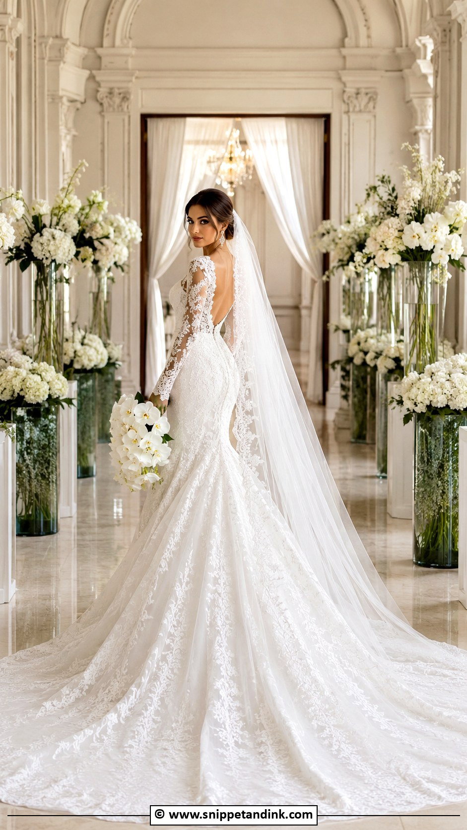 Long Sleeve Cathedral Train Wedding Dress - Snippet and Ink - 25 Elegant Long Sleeve Wedding Dresses
