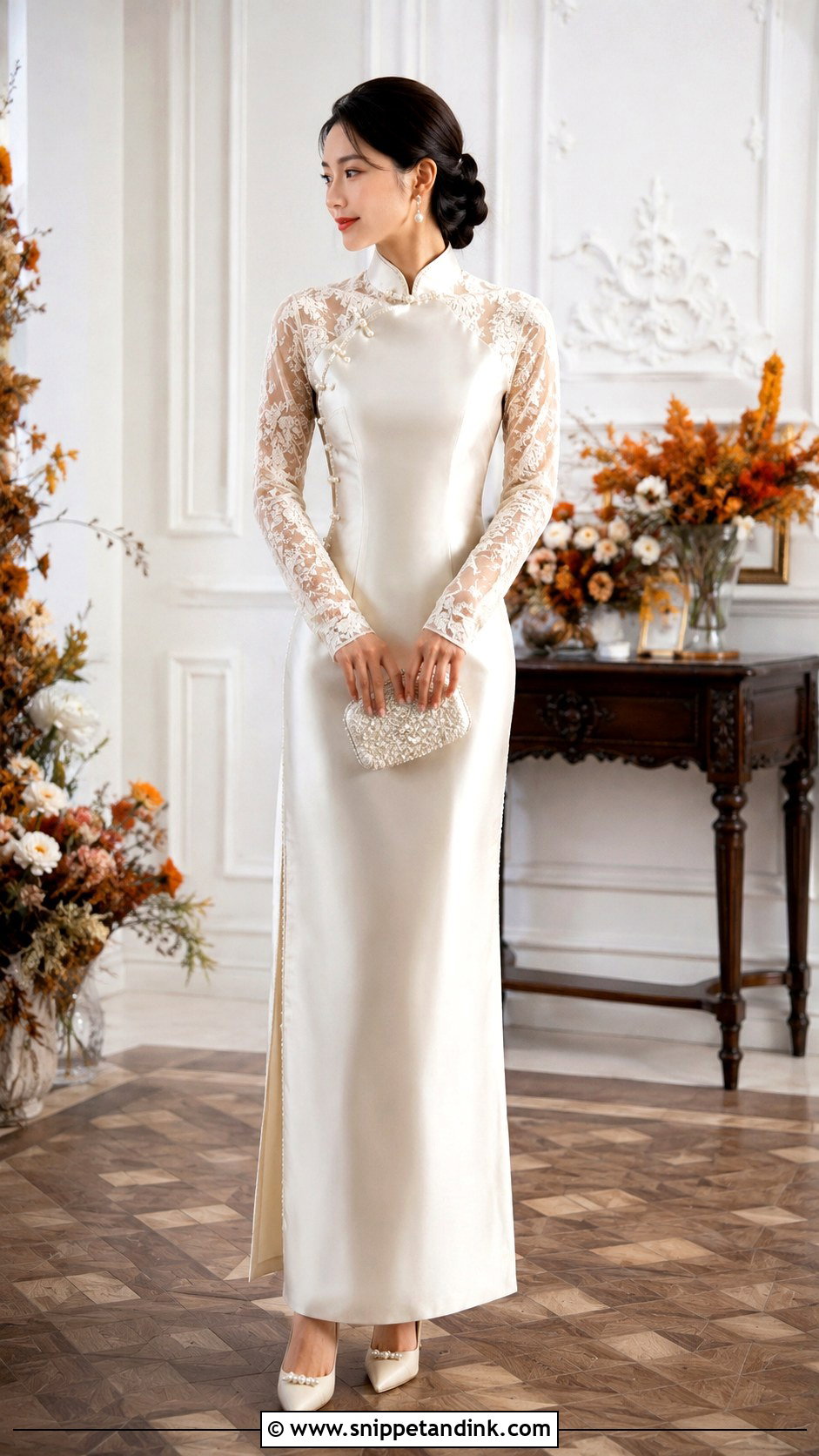Long Sleeve Cheongsam Wedding Dress - Snippet and Ink - 25 Modern Chinese Wedding Dress Ideas