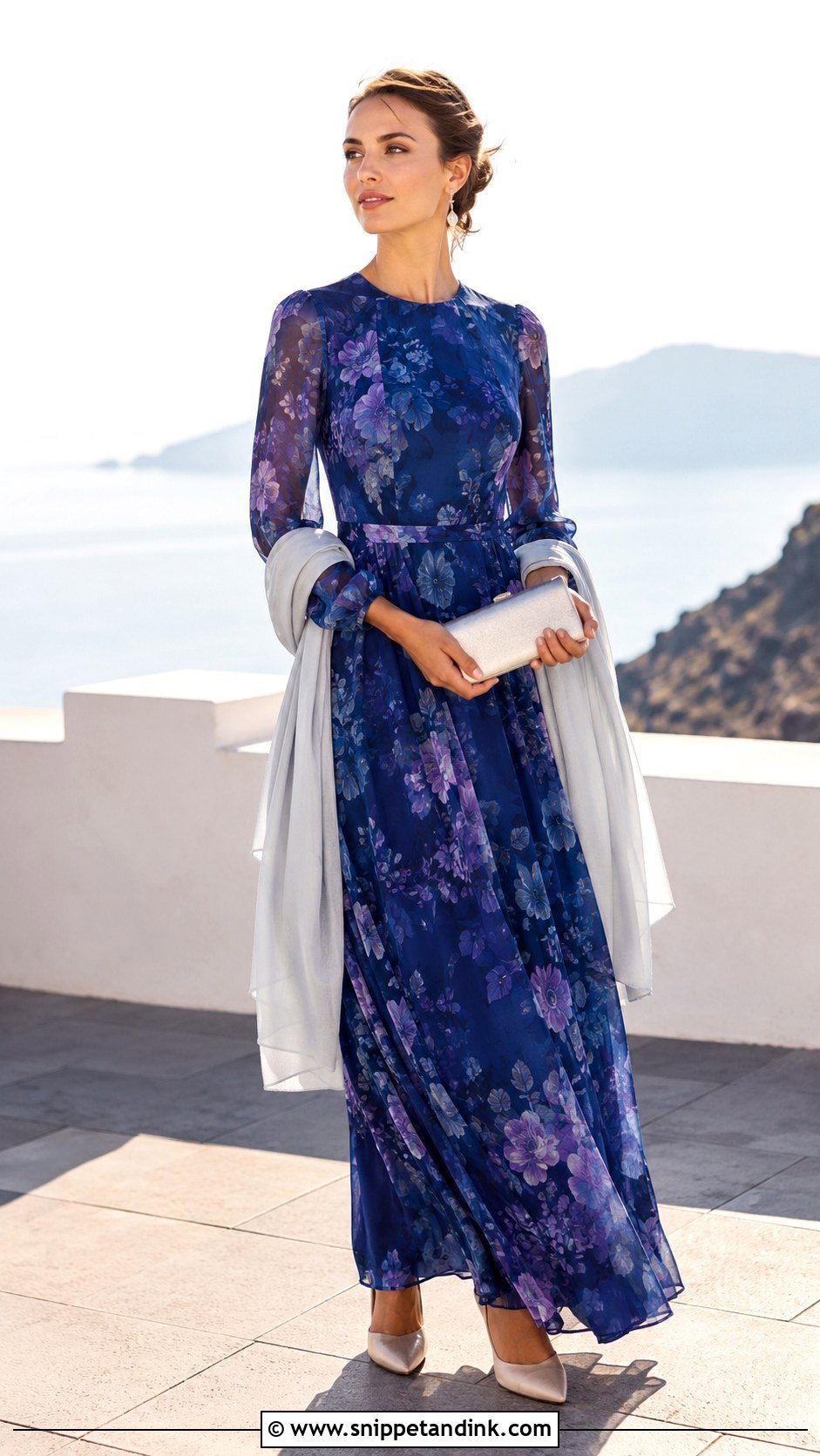 Long Sleeve Chiffon Dress Destination Wedding Outfit - Snippet and Ink - 20 Destination Wedding Outfits