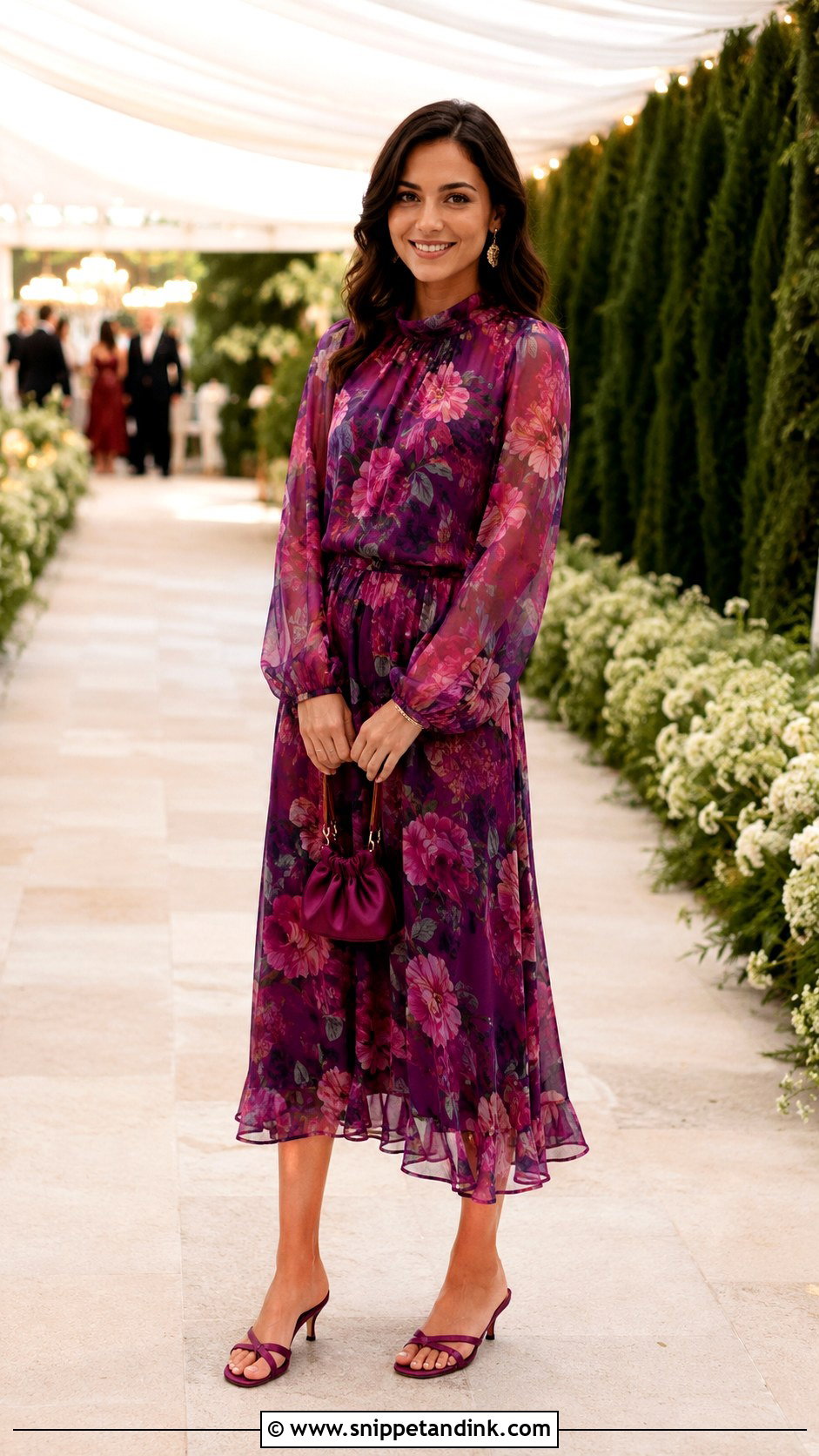 Long Sleeve Chiffon Dress for Summer Wedding - Snippet and Ink - 20 Dress for Summer Wedding Ideas