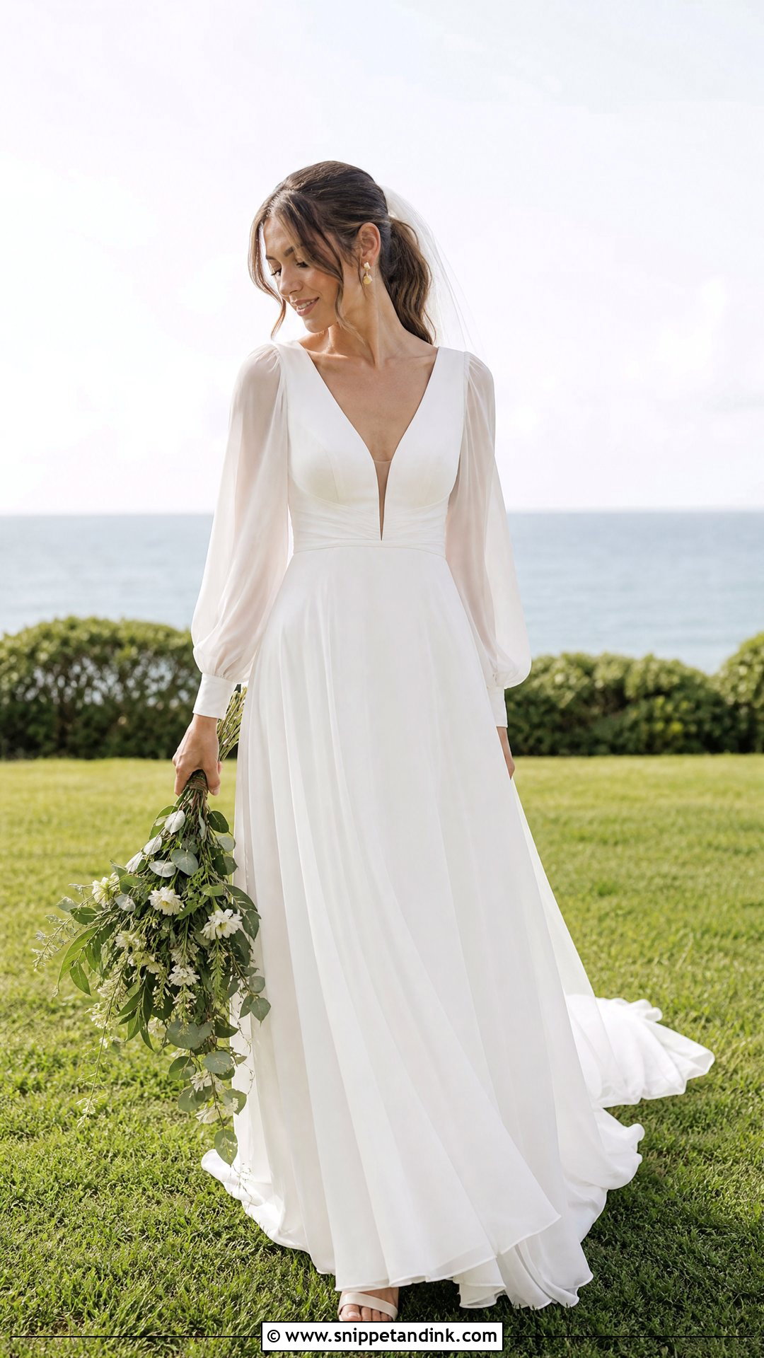 Long Sleeve Chiffon Wedding Gown - Snippet and Ink - 25 Long Sleeve Wedding Gowns
