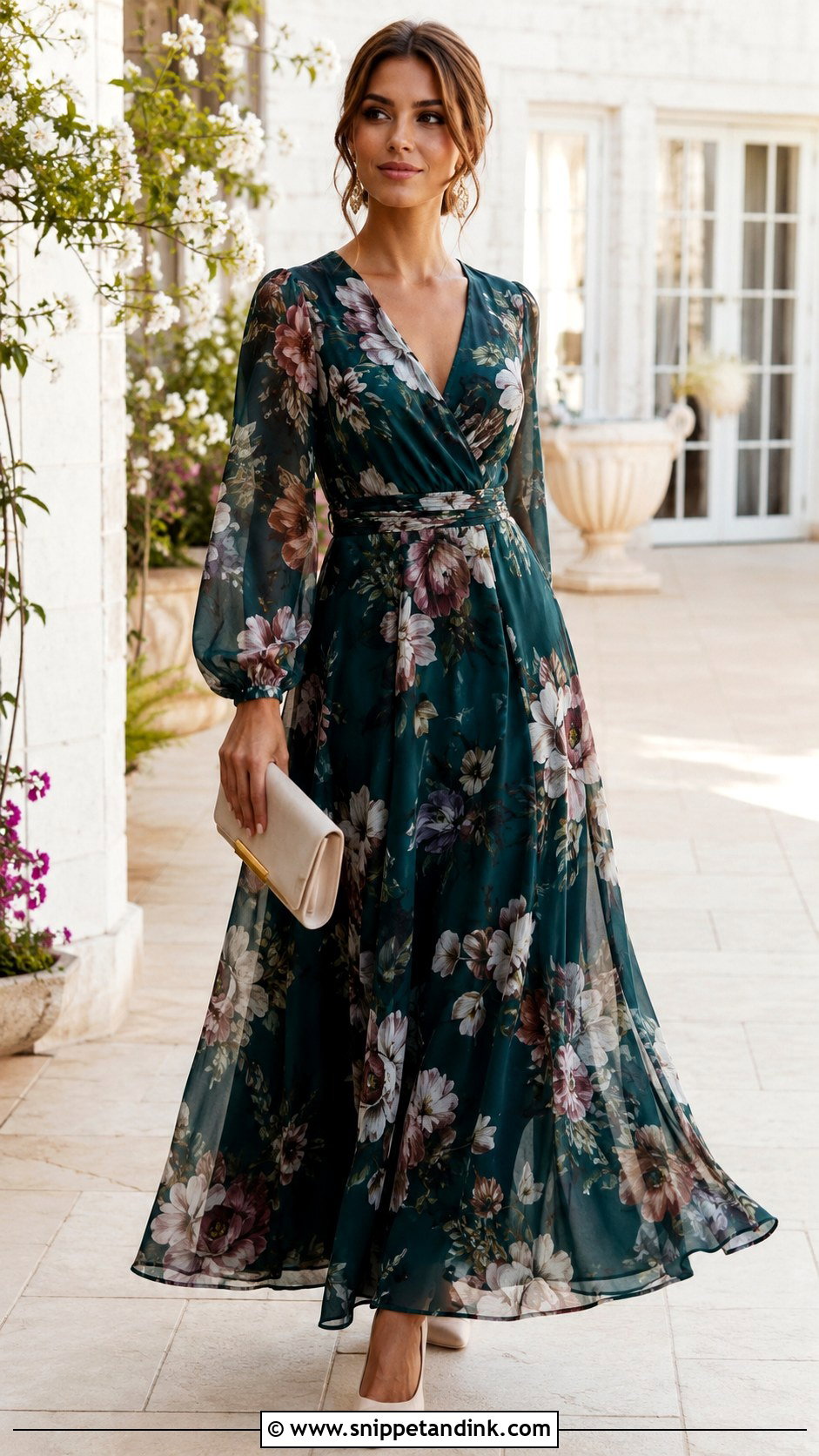 Long Sleeve Chiffon Wedding Guest Dress - Snippet and Ink - 20 Dresses to Attend a Wedding