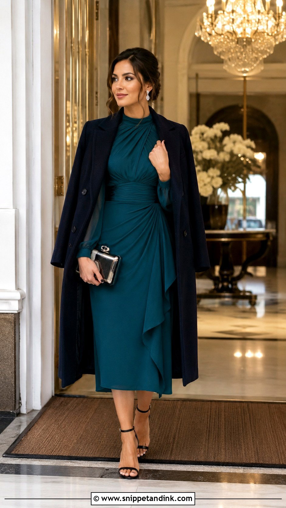 Long Sleeve Cocktail Dress With Ankle Strap Heels - Snippet and Ink - 20 Cocktail Dresses Wedding