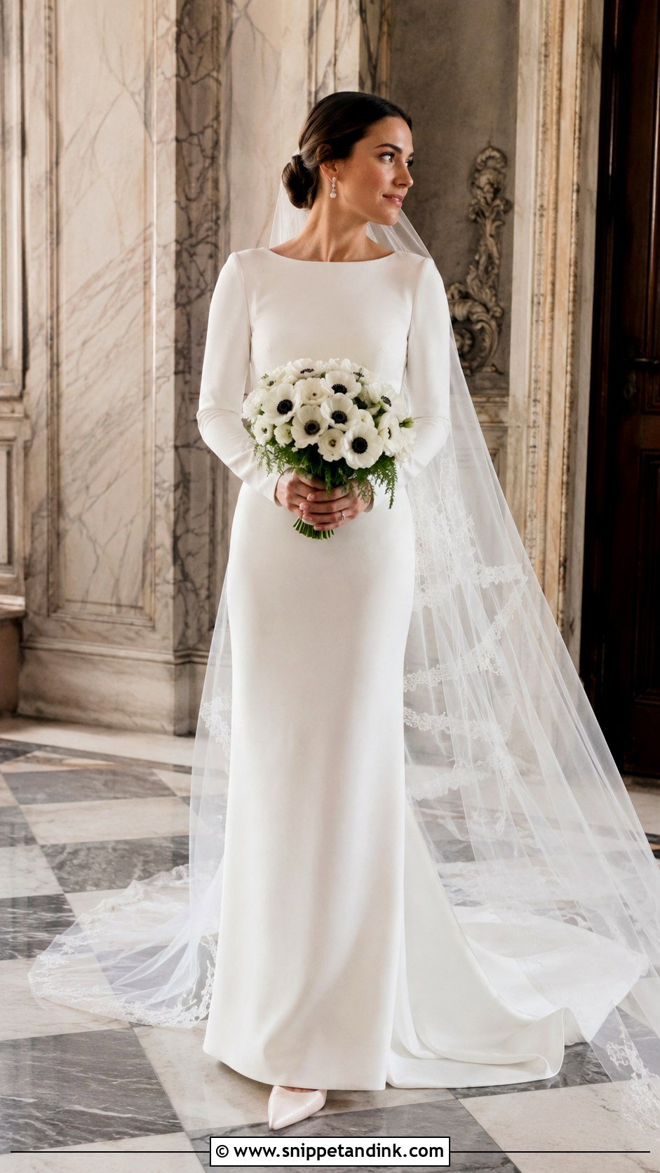 Long Sleeve Column Wedding Dress - Snippet and Ink - 20 Classy Simple Bride Dress Ideas