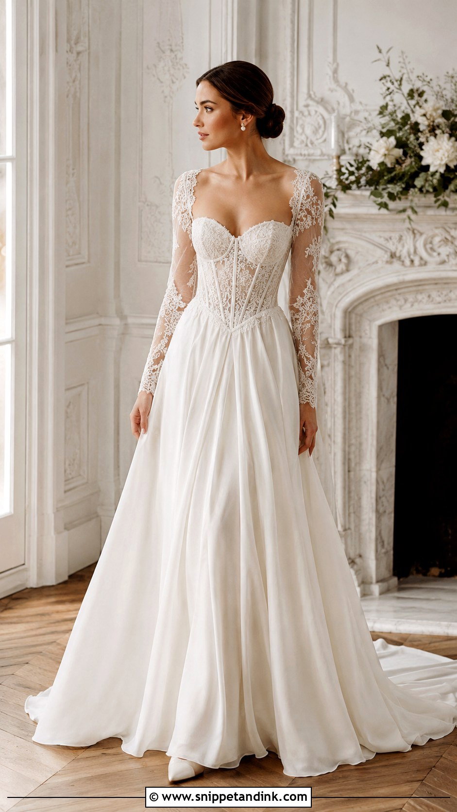 Long Sleeve Corset Bridal Dress - Snippet and Ink - 25 Corset Bridal Dress Ideas