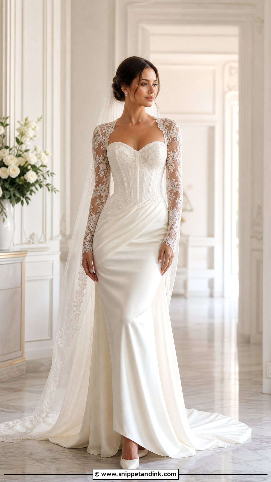 Long Sleeve Corset Bride Dress - Snippet and Ink - 25 Corse Bride Ideas