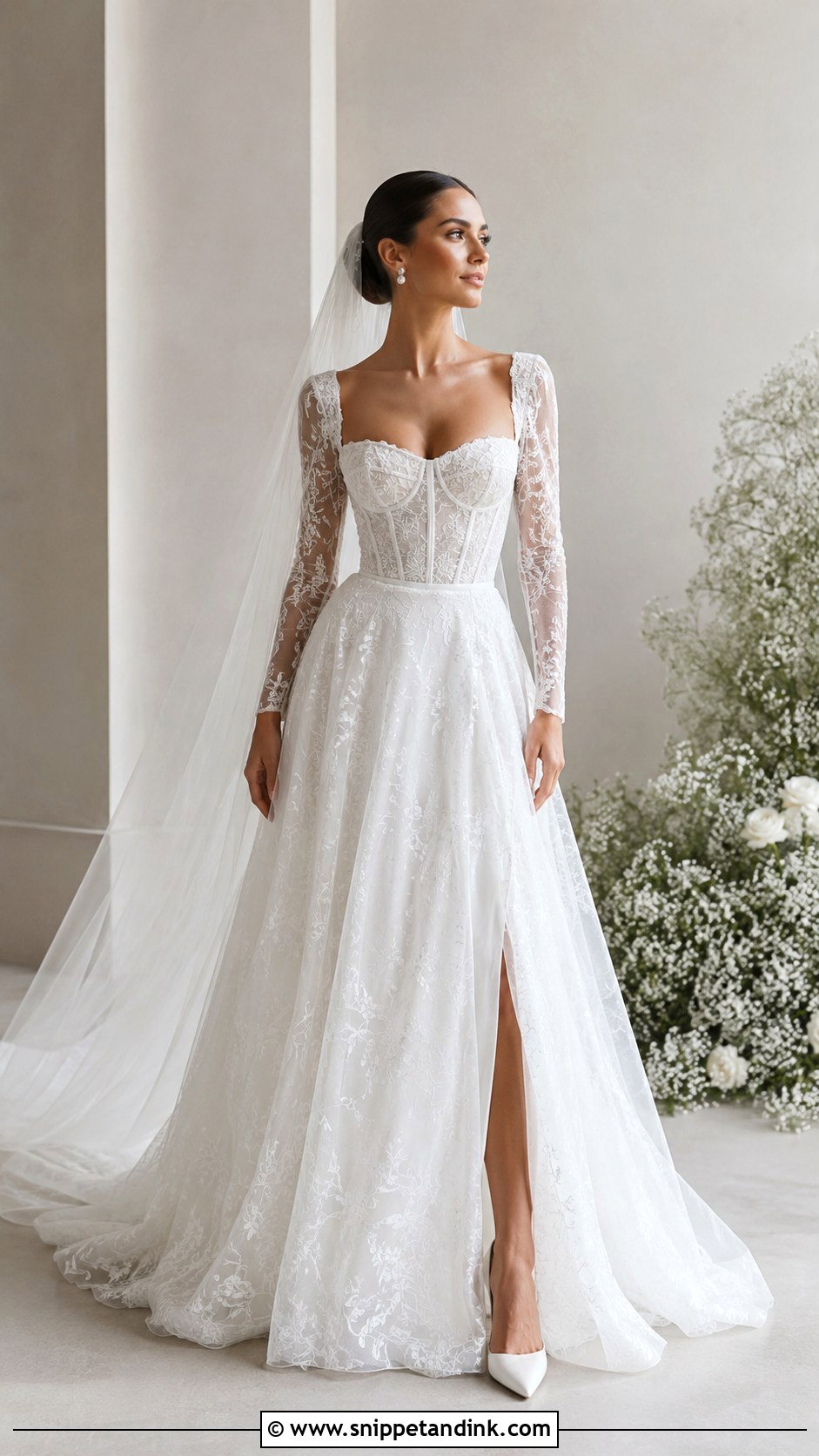 Long Sleeve Corset Wedding Dress - Snippet and Ink - 35 Long Sleeve Wedding Dress Ideas