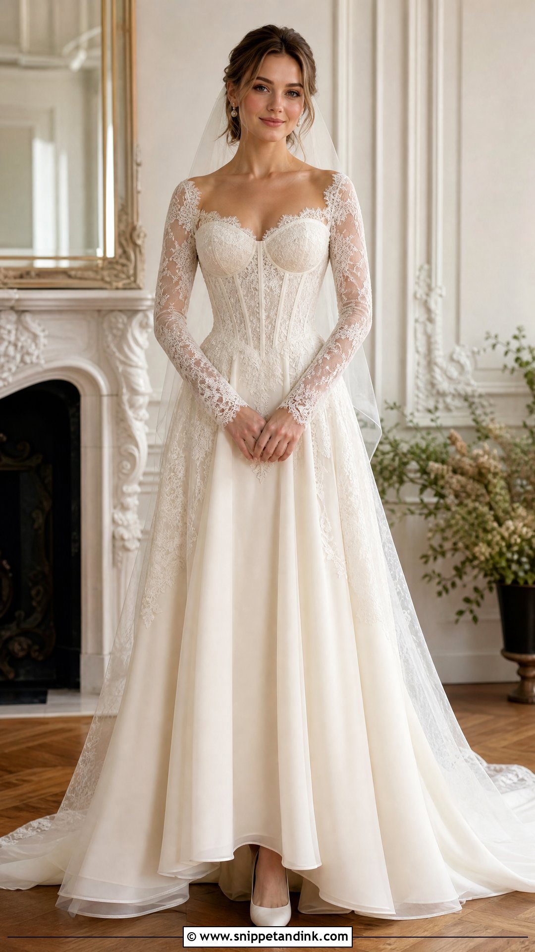 Long Sleeve Corset Wedding Dress - Snippet and Ink - 25 Wedding Corset Ideas