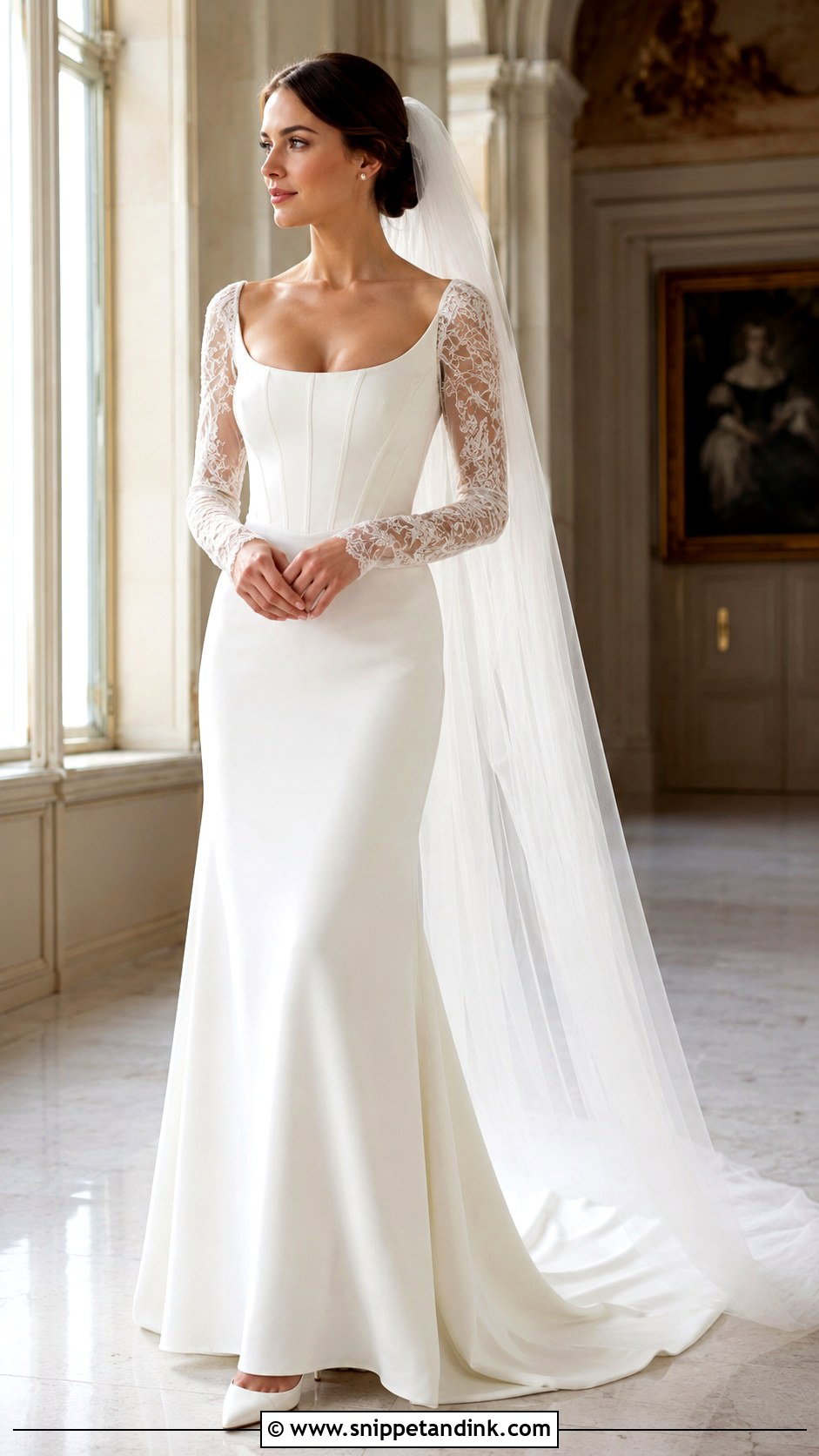 Long Sleeve Corset Wedding Dress - Snippet and Ink - 20 Barbra Palvin Wedding Dress Ideas