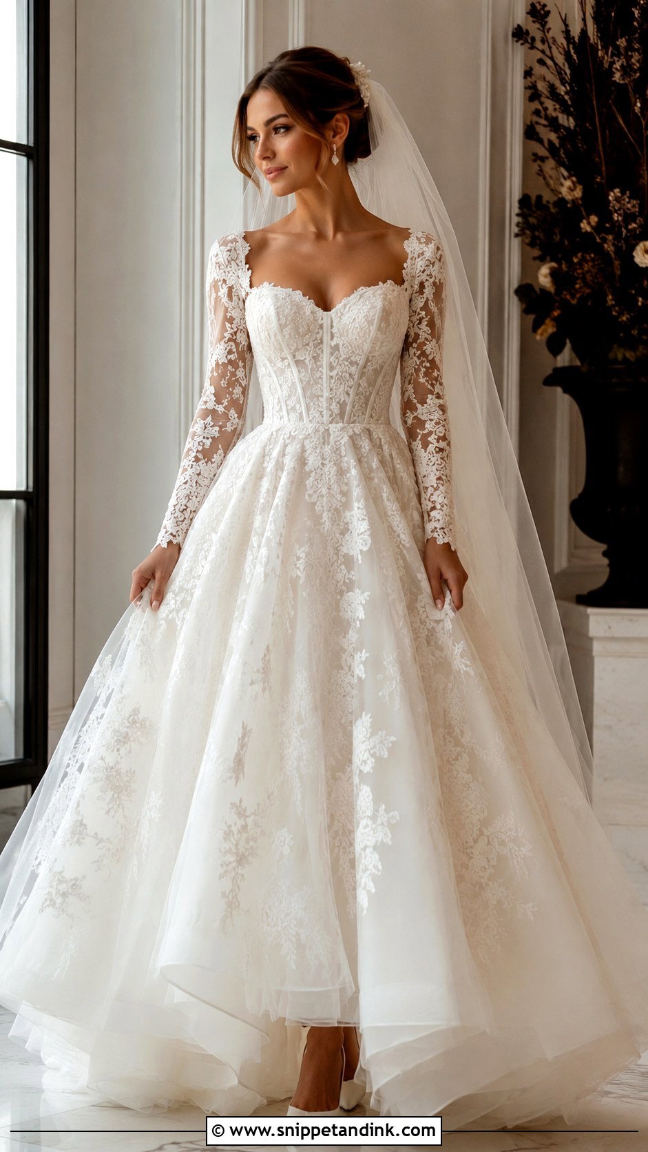 Long Sleeve Corset Wedding Dress Ballgown - Snippet and Ink - 25 Corset Wedding Dress Ballgown Ideas