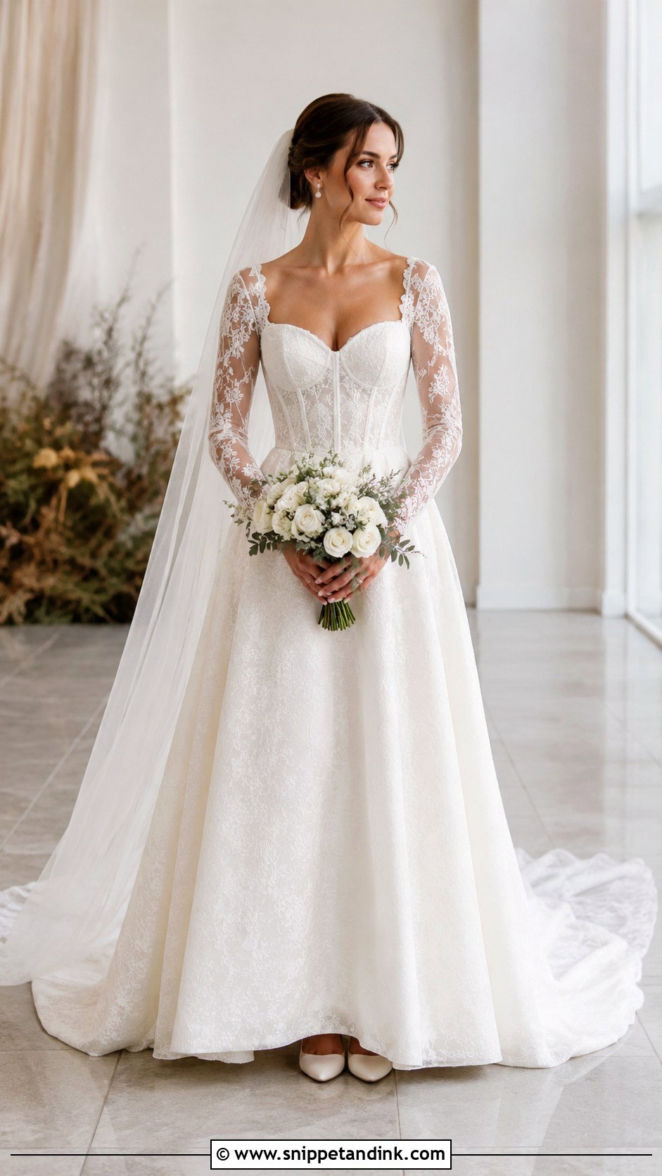 Long Sleeve Corset Wedding Gown - Snippet and Ink - 25 Corset Wedding Gown Ideas