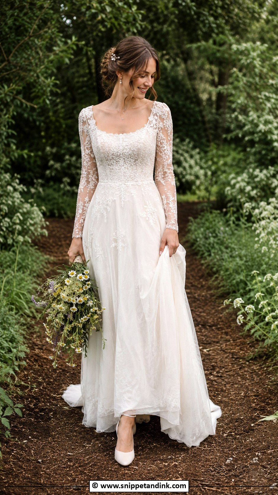 Long Sleeve Cottagecore Wedding Dress - Snippet and Ink - 30 Cottagecore Wedding Dress Ideas