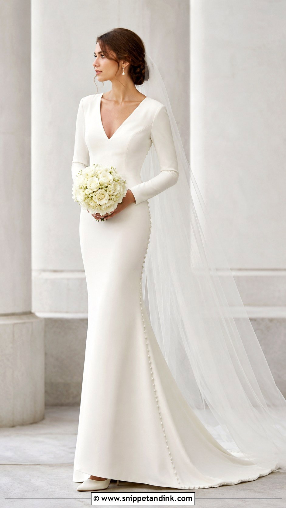 Long Sleeve Crepe Bridal Dress - Snippet and Ink - 20 Beautiful Bridal Dresses