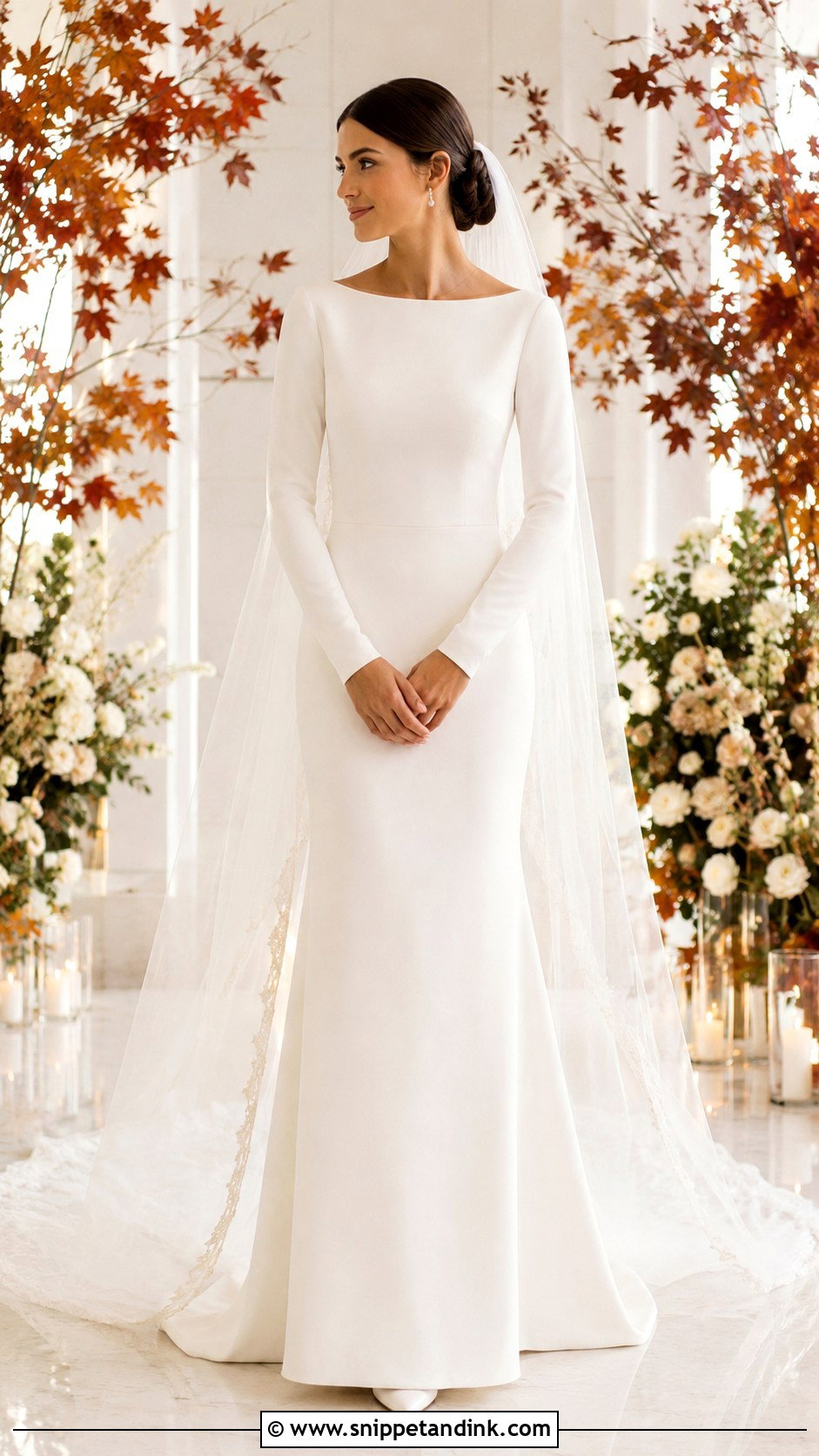 Long Sleeve Crepe Bridal Dress - Snippet and Ink - 20 Simple Bridal Dresses