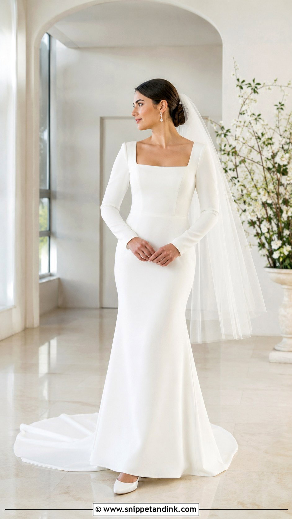 Long Sleeve Crepe Bridal Outfit - Snippet and Ink - 20 Bride Wear Ideas