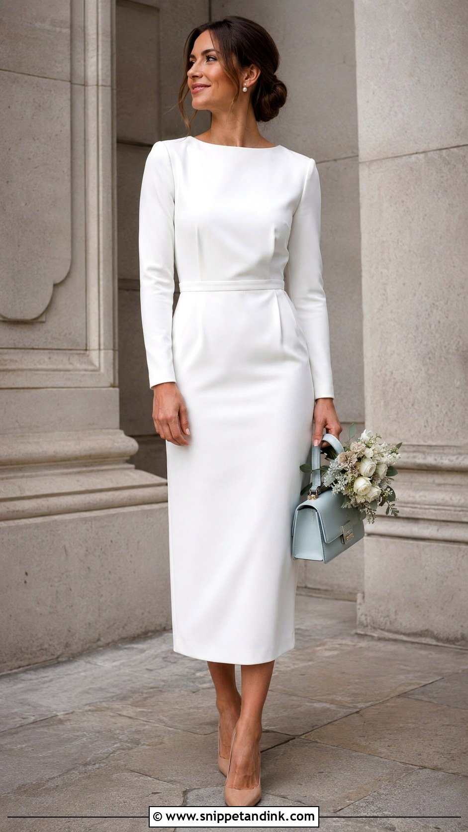 Long Sleeve Crepe Civil Wedding Dress - Snippet and Ink - 20 Civil Wedding Dress Courts Brides Ideas