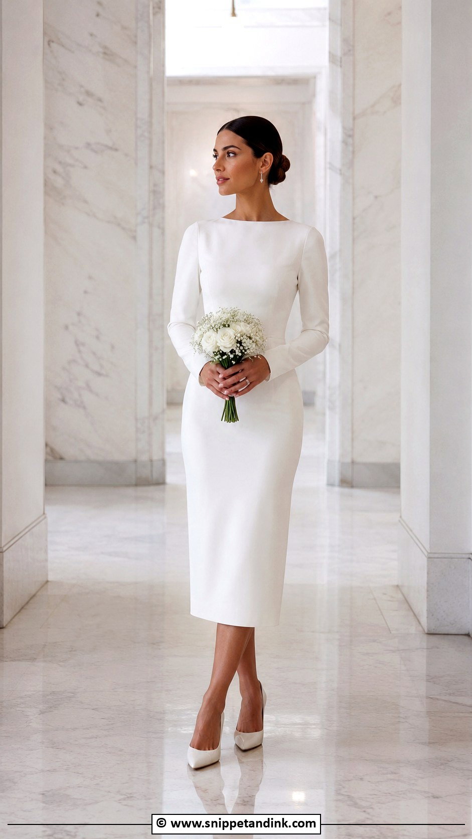 Long Sleeve Crepe Civil Wedding Dress - Snippet and Ink - 30 Elegant Classy Civil Wedding Dress Ideas