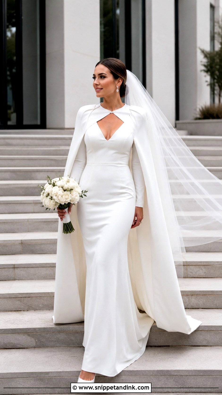 Long Sleeve Crepe Fit And Flare Winter Wedding Dress - Snippet and Ink - 20 Long Sleeve Winter Wedding Dress Ideas