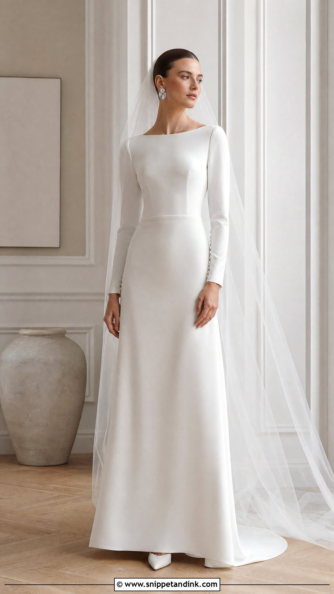 Long Sleeve Crepe Homemade Wedding Dress - Snippet and Ink - 20 Homemade Wedding Dress Ideas