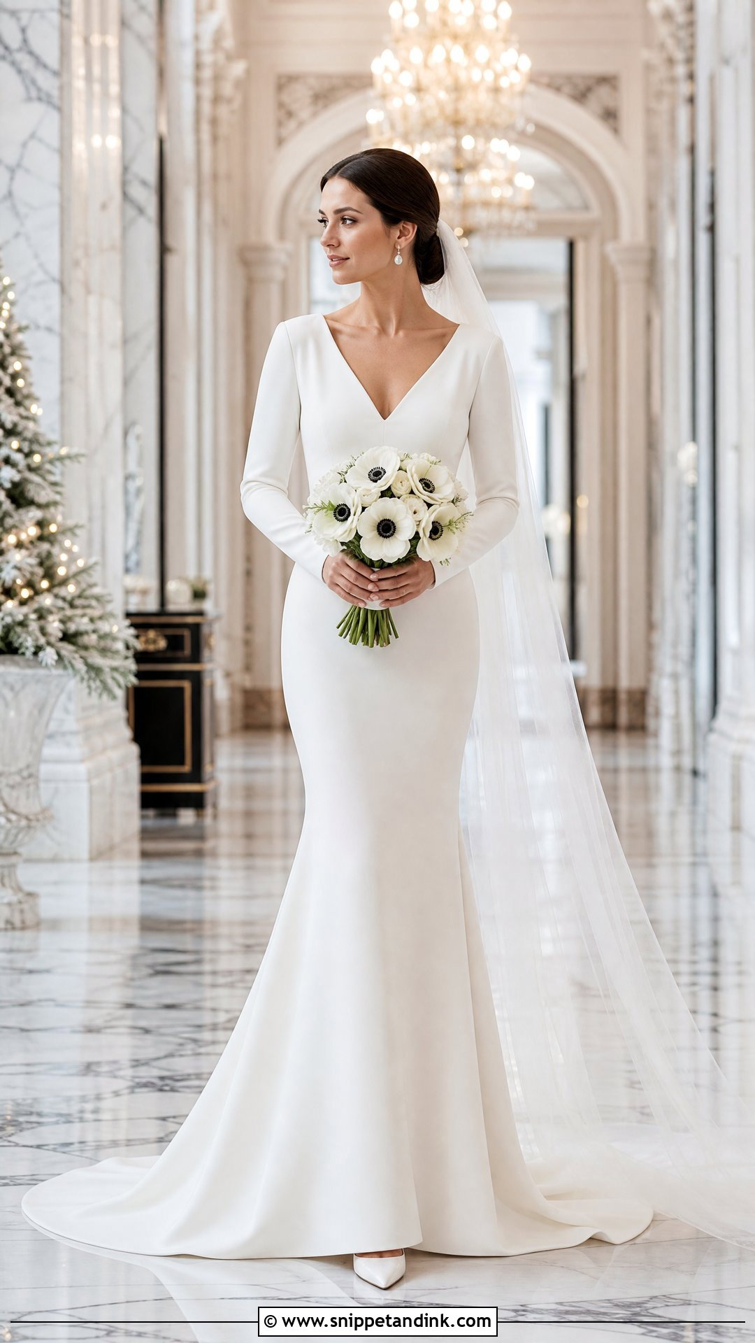 Long Sleeve Crepe Mermaid Wedding Dress - Snippet and Ink - 25 Simple Mermaid Wedding Dress Ideas