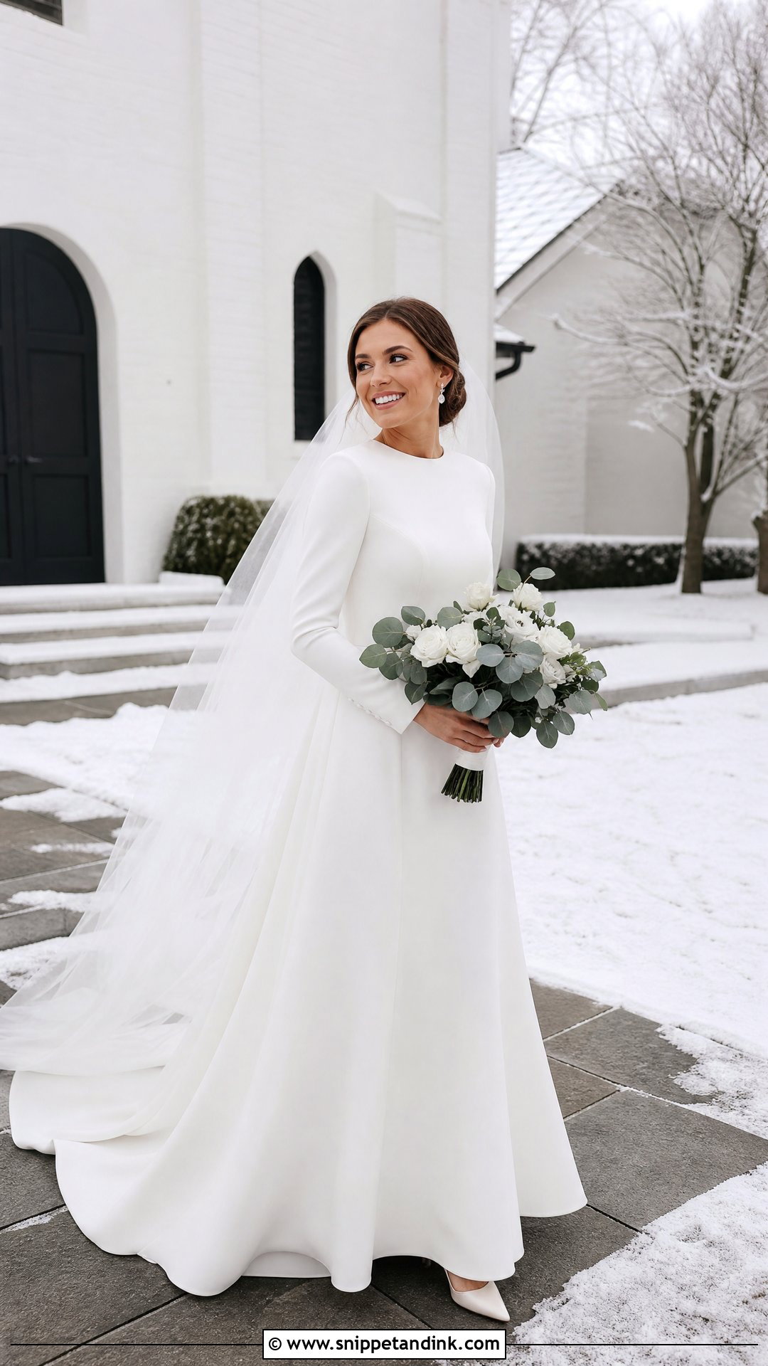 Long Sleeve Crepe Nordic Wedding Dress - Snippet and Ink - 25 Nordic Wedding Dress Ideas