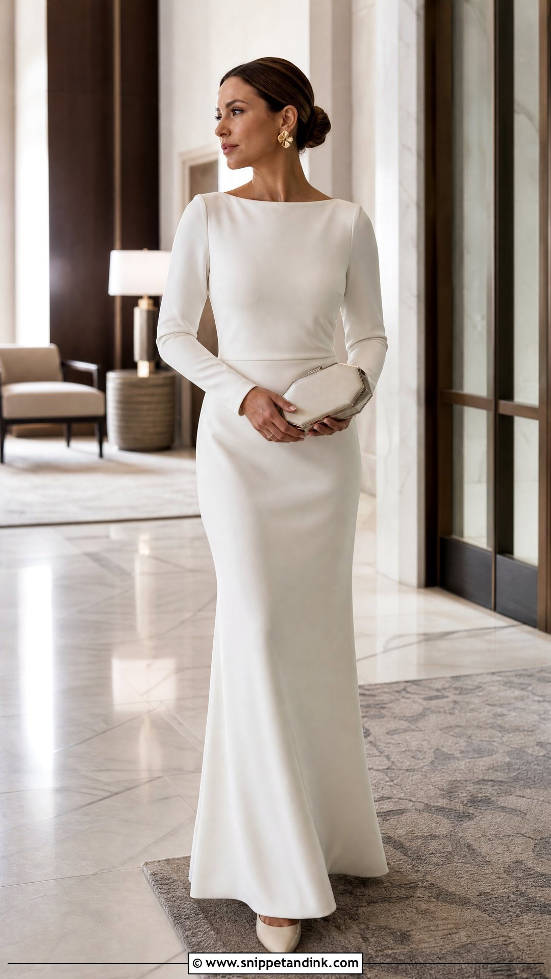 Long Sleeve Crepe Vow Renewal Dress - Snippet and Ink - 20 Vow Renewal Dresses Ideas