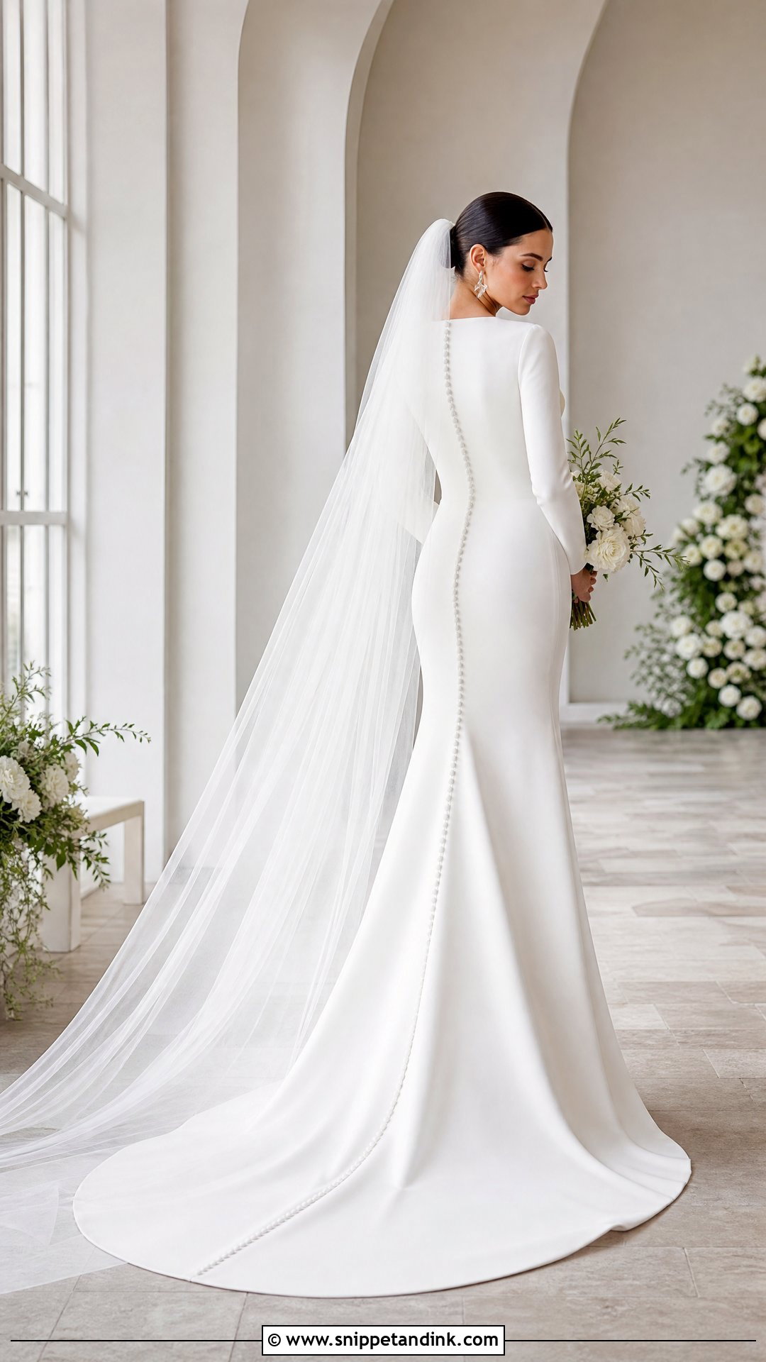 Long Sleeve Crepe Wedding Ceremony Dress - Snippet and Ink - 20 Wedding Ceremony Dress Ideas