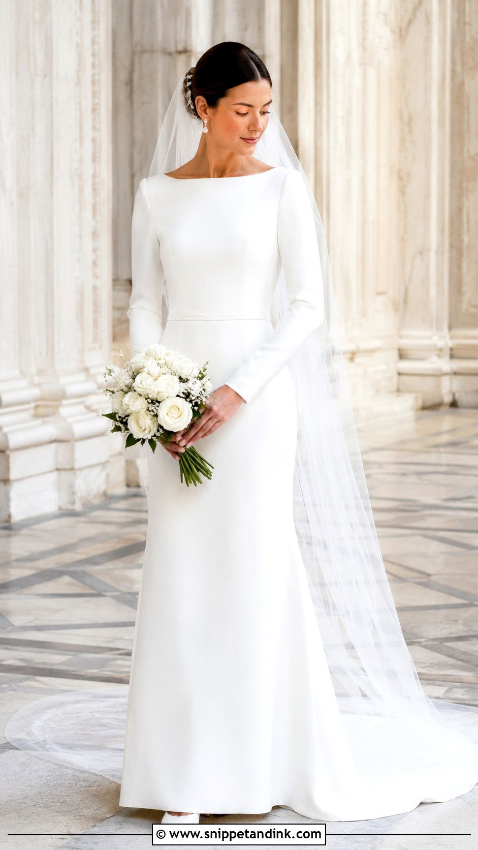 Long Sleeve Crepe Wedding Dress - Snippet and Ink - 20 Simple But Elegant Wedding Dresses