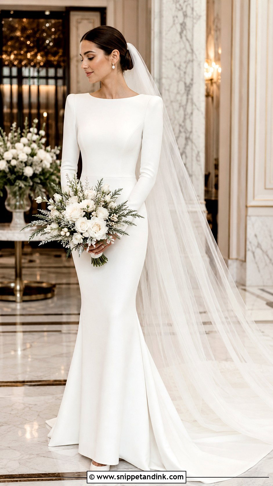Long Sleeve Crepe Wedding Dress - Snippet and Ink - 20 Simple Elegant Wedding Dress Classy Chic Ideas