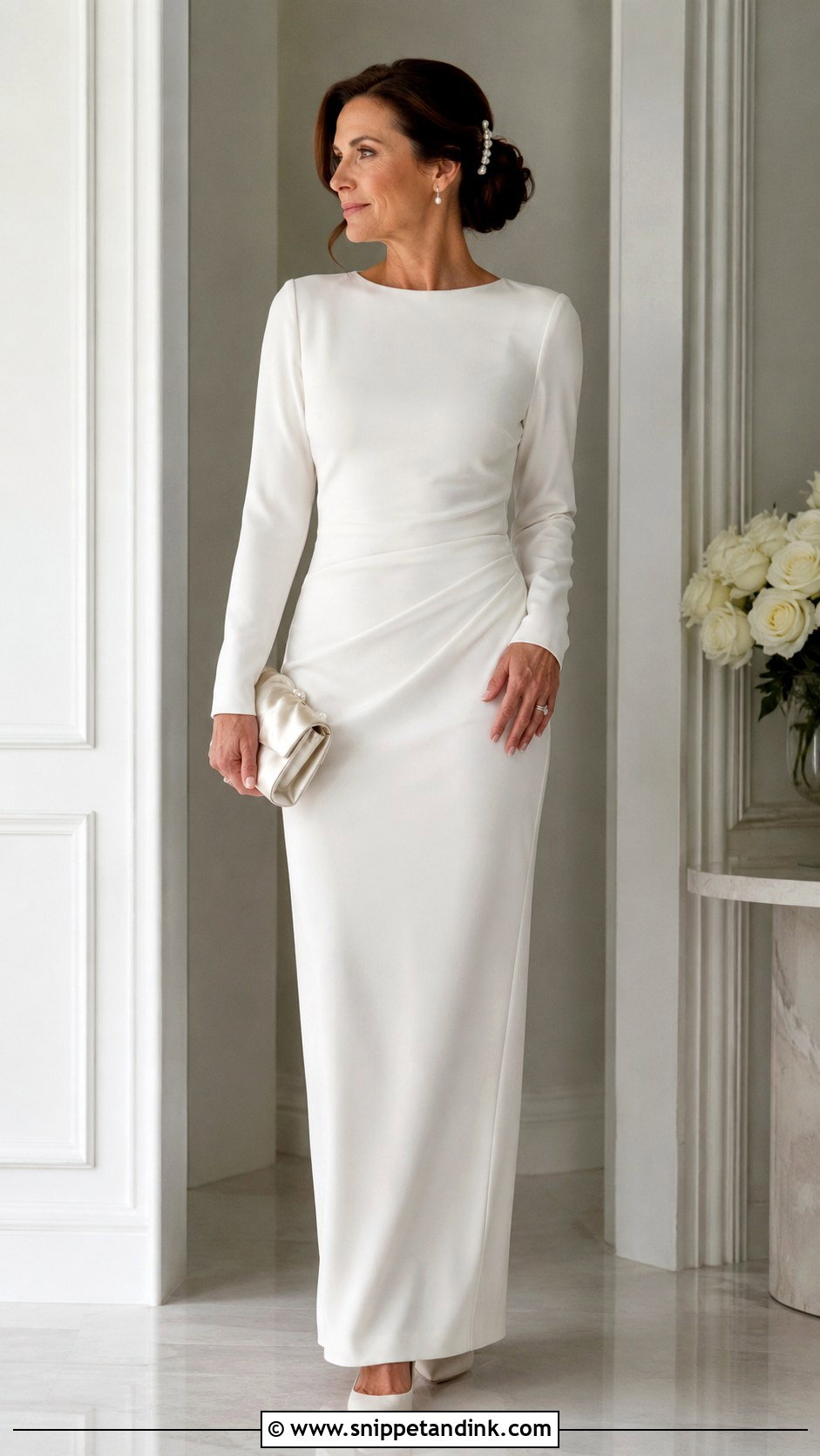 Long Sleeve Crepe Wedding Dress - Snippet and Ink - 25 2nd Wedding Dress Ideas