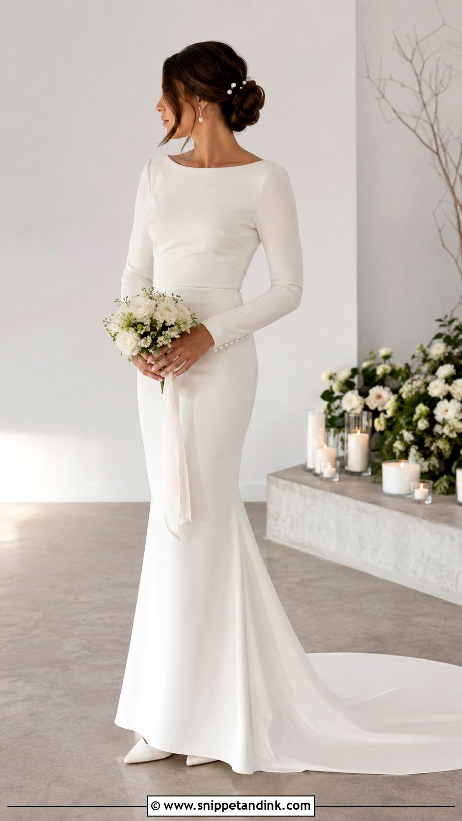 Long Sleeve Crepe Wedding Dress - Snippet and Ink - 25 Dress Design for Wedding Ideas