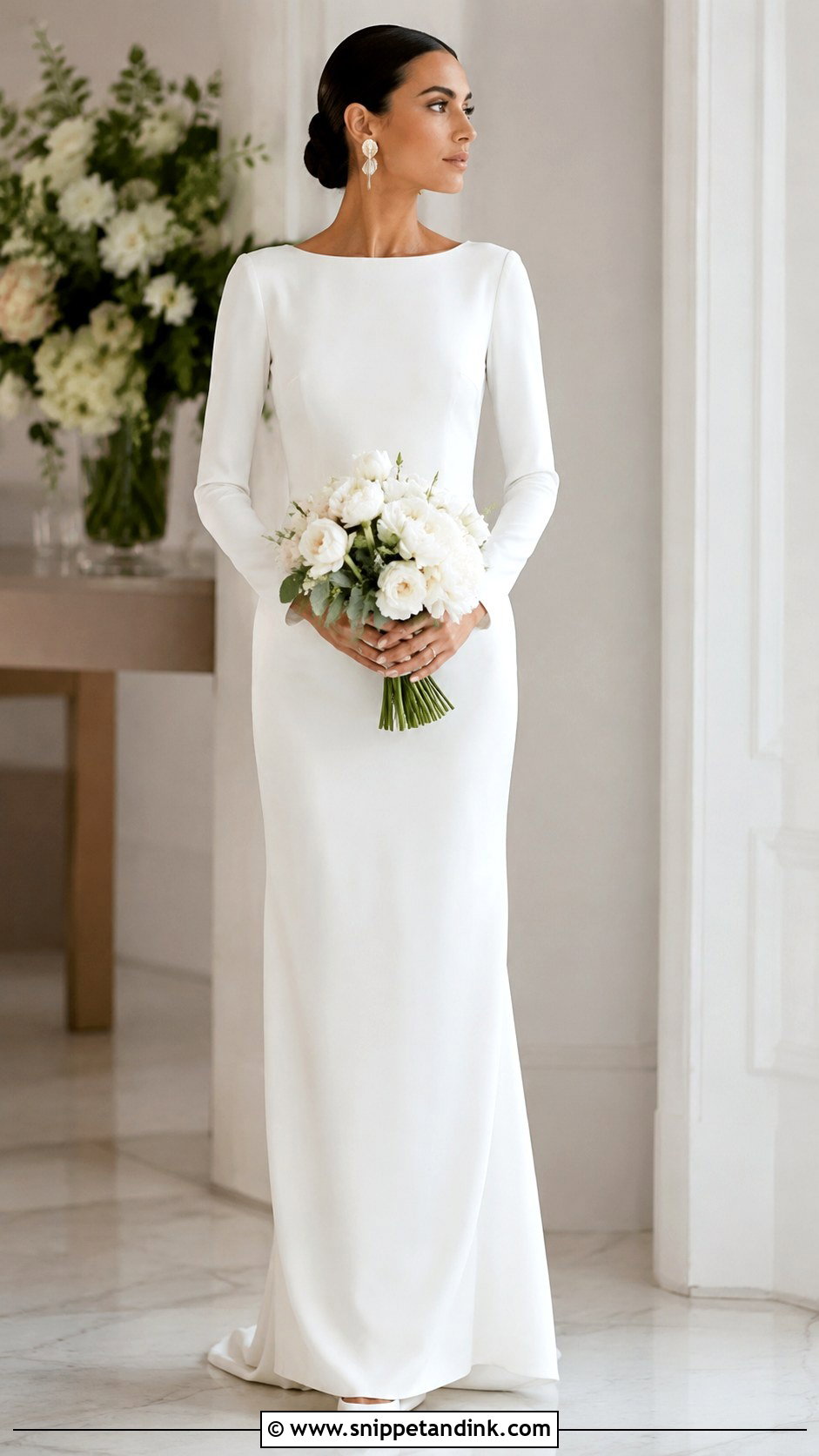 Long Sleeve Crepe Wedding Dress - Snippet and Ink - 25 Perfect Wedding Dress Ideas