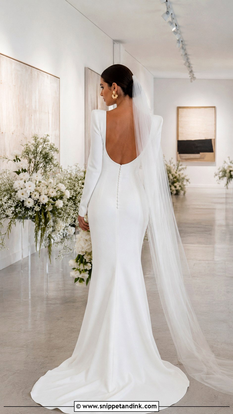 Long Sleeve Crepe Wedding Dress - Snippet and Ink - 20 Best Wedding Dresses Long Sleeves