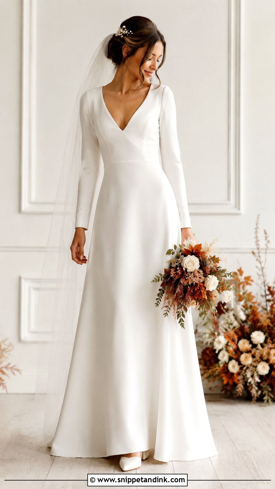 Long Sleeve Crepe Wedding Dress - Snippet and Ink - 20 Comfy Wedding Dress Ideas