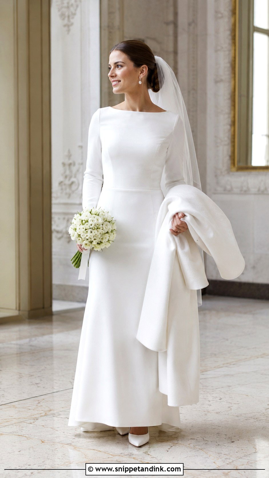 Long Sleeve Crepe Wedding Dress - Snippet and Ink - 20 Fashion Wedding Dress Ideas