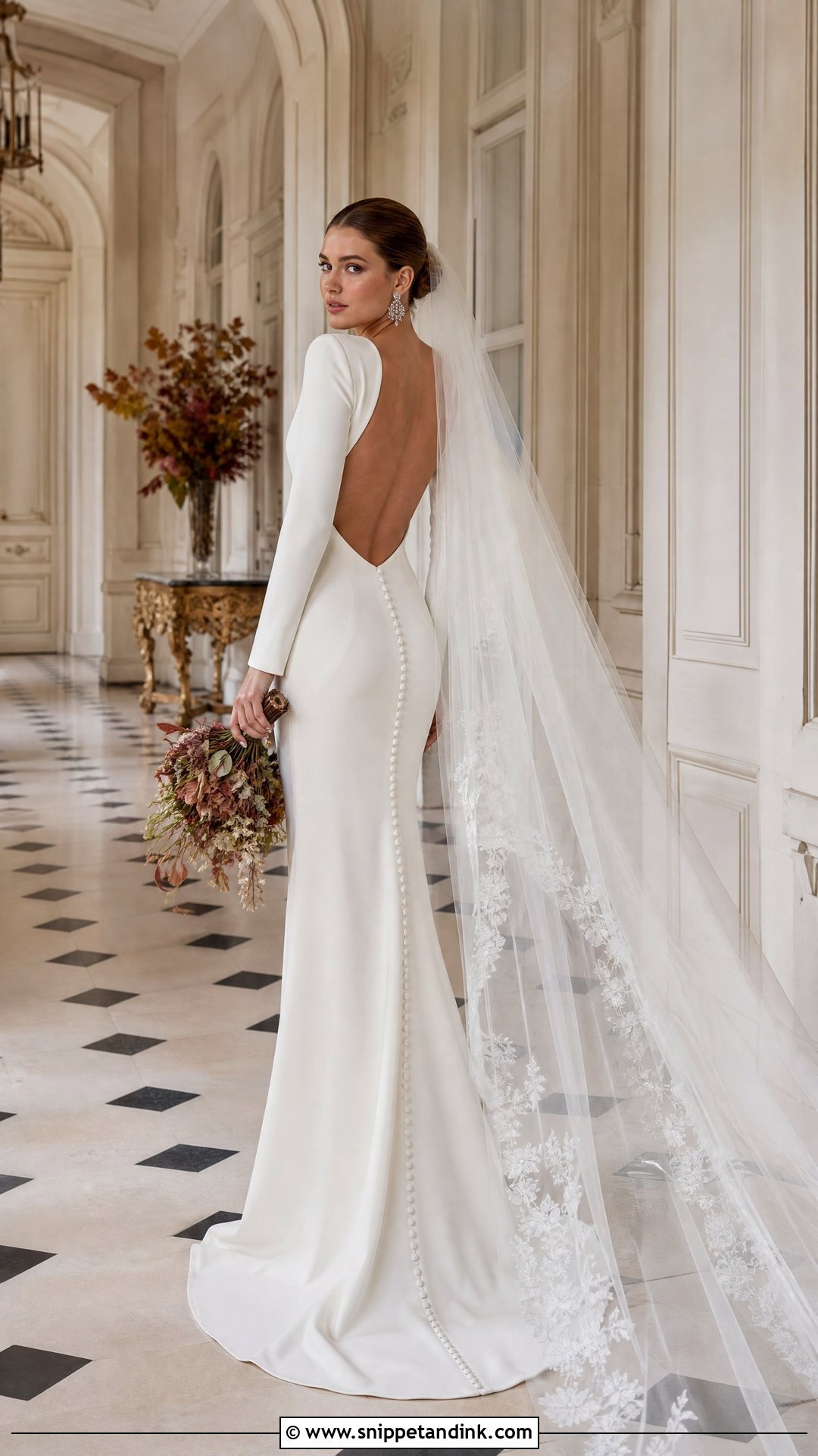 Long Sleeve Crepe Wedding Dress - Snippet and Ink - 20 France Wedding Dress Ideas