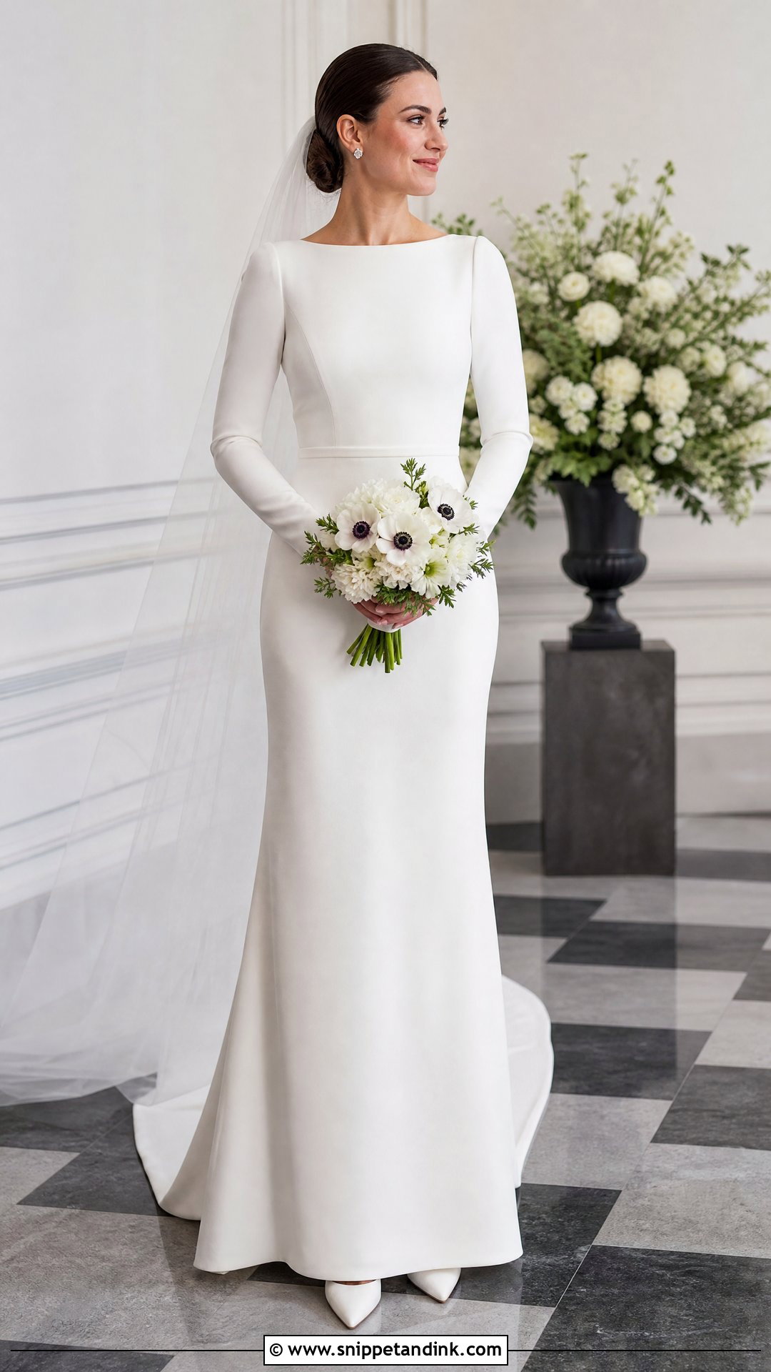 Long Sleeve Crepe Wedding Dress - Snippet and Ink - 20 Romantic Simple Elegant Wedding Dress Ideas