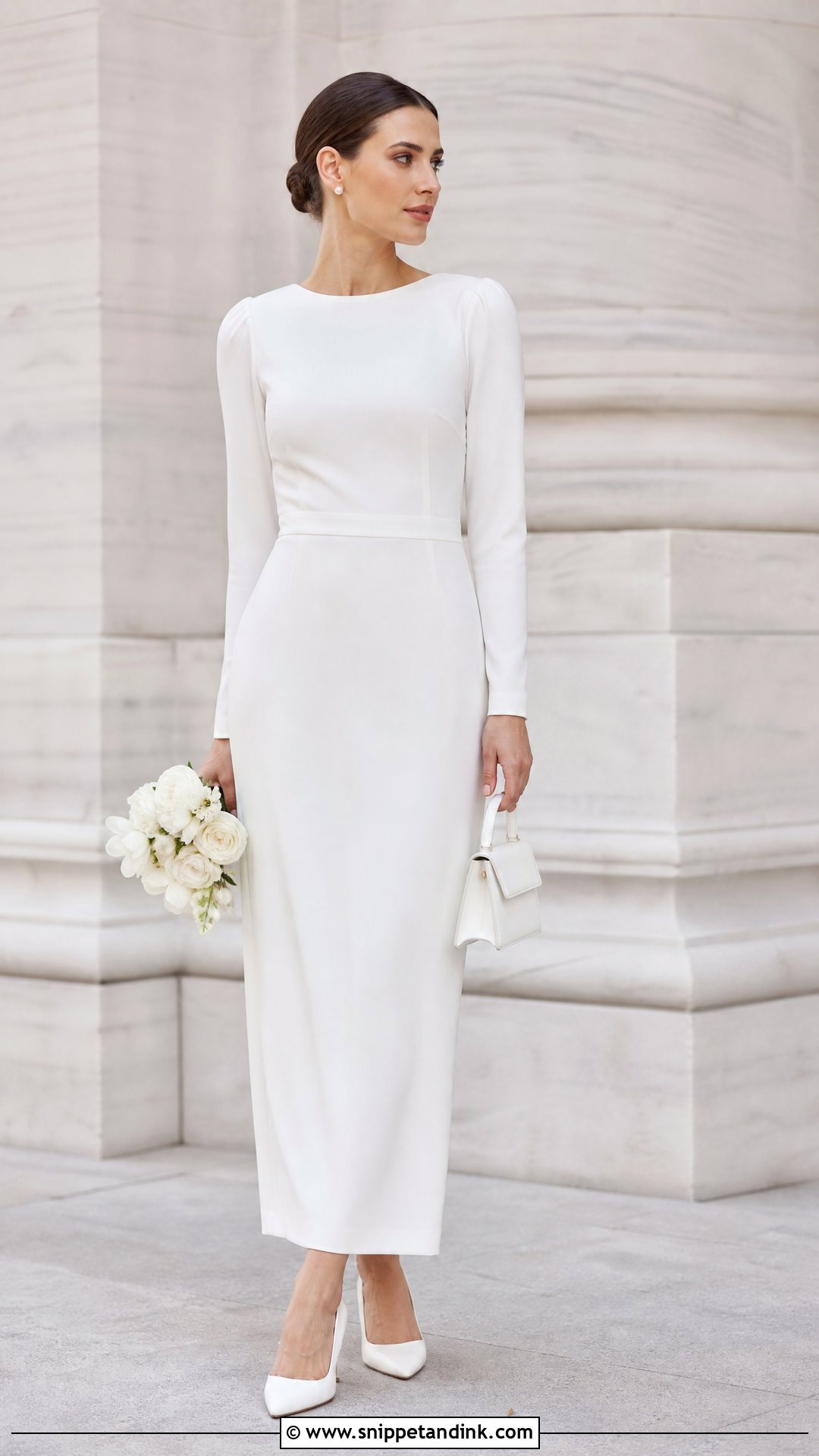 Long Sleeve Crepe Wedding Dress - Snippet and Ink - 20 Simple Casual Wedding Dress Ideas