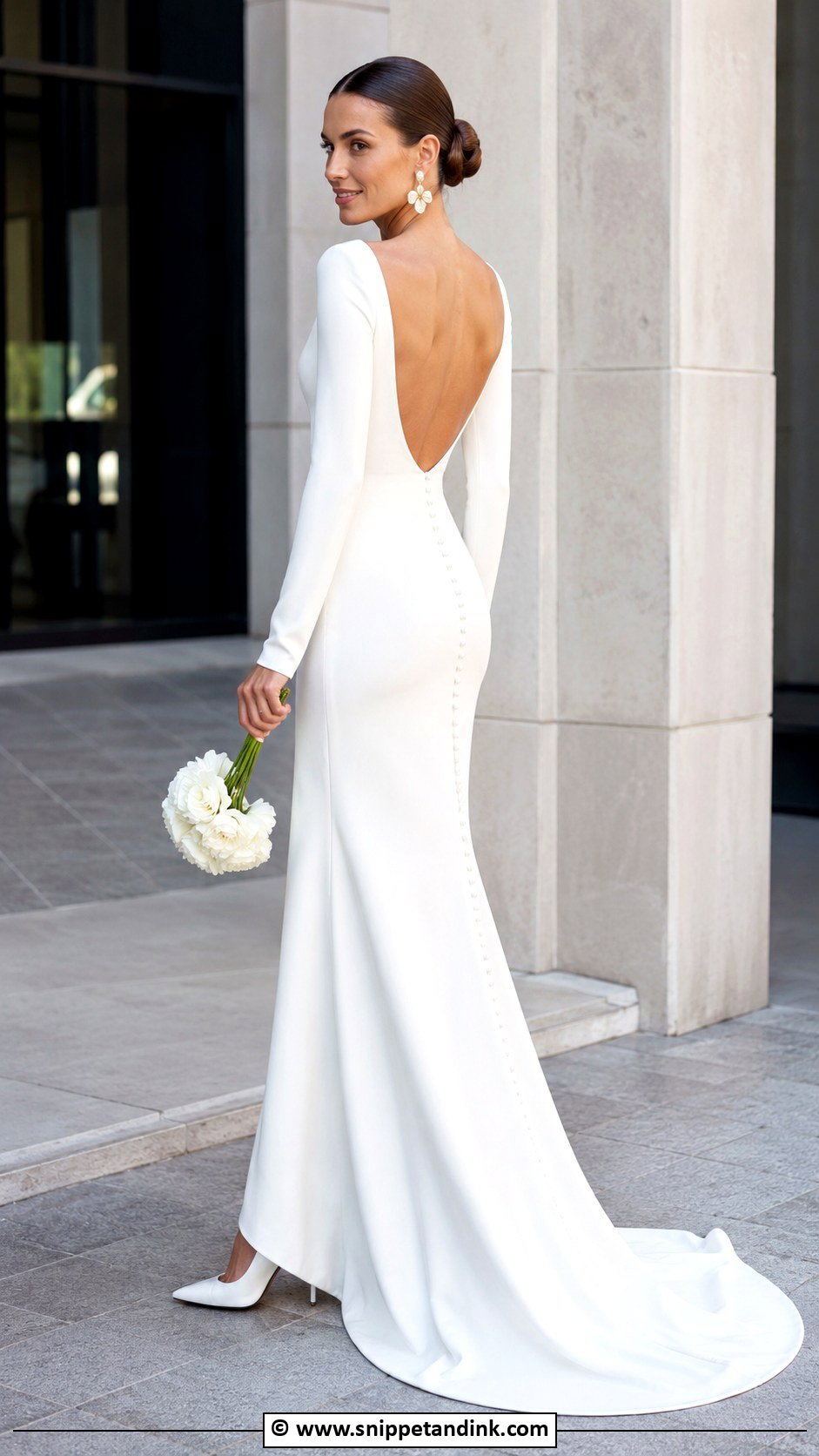 Long Sleeve Crepe Wedding Dress - Snippet and Ink - 30 Wedding Dresses Long Sleeve