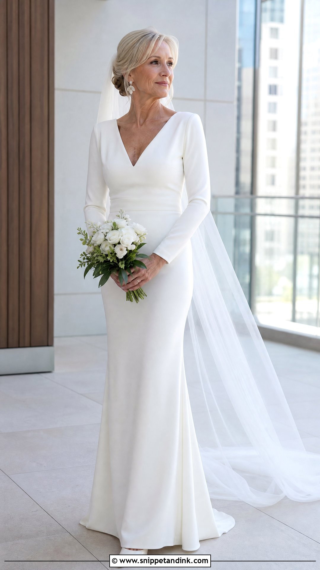 Long Sleeve Crepe Wedding Dress - Snippet and Ink - 20 Wedding Dress Over 40 Ideas